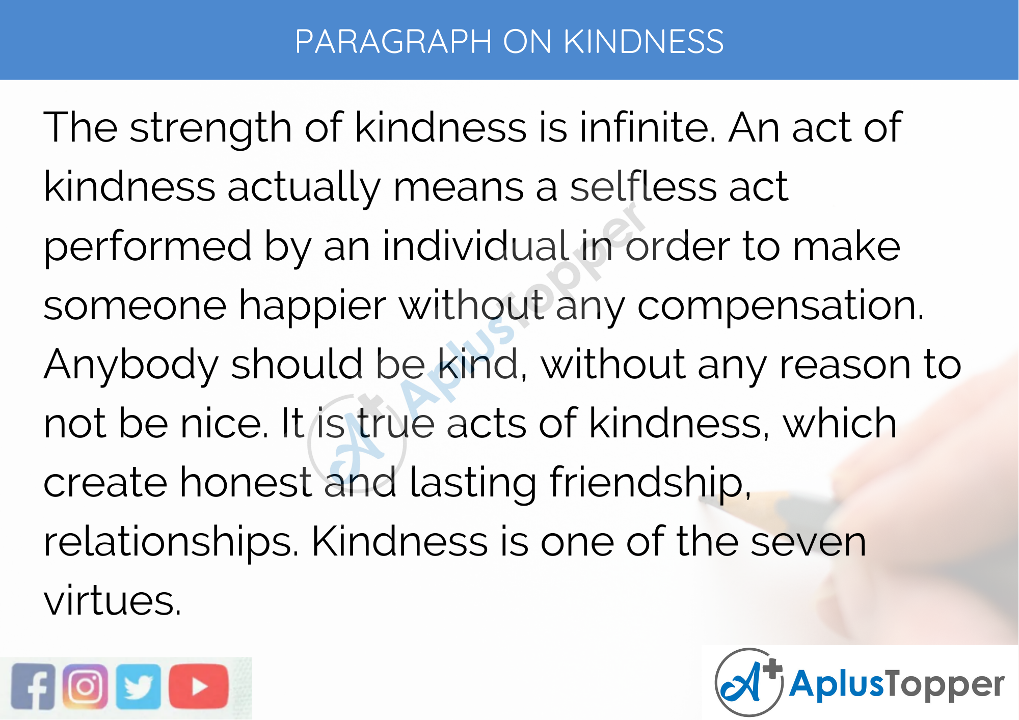 Paragraph on Kindness 100, 150, 200 to 300 Words for Kids, Students, and  Children - A Plus Topper