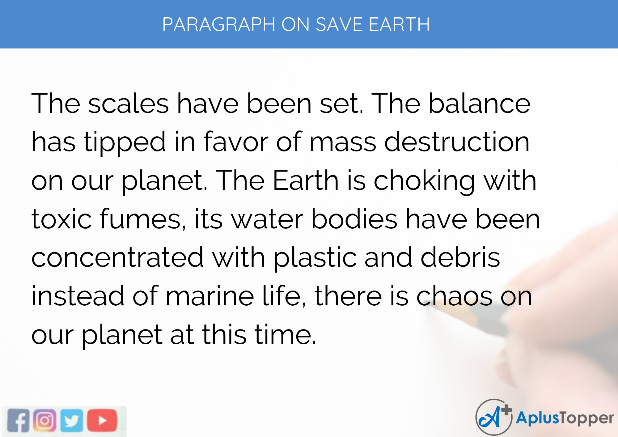 Paragraph on Save Earth for Class 9, 10, 11, 12 and competitive exams