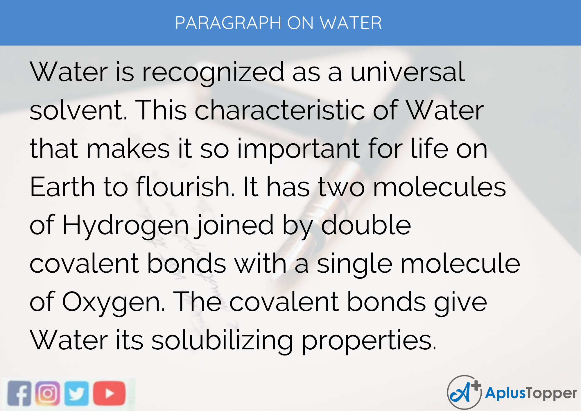 Paragraph on Water for class 9 to 12, and Competitive exams