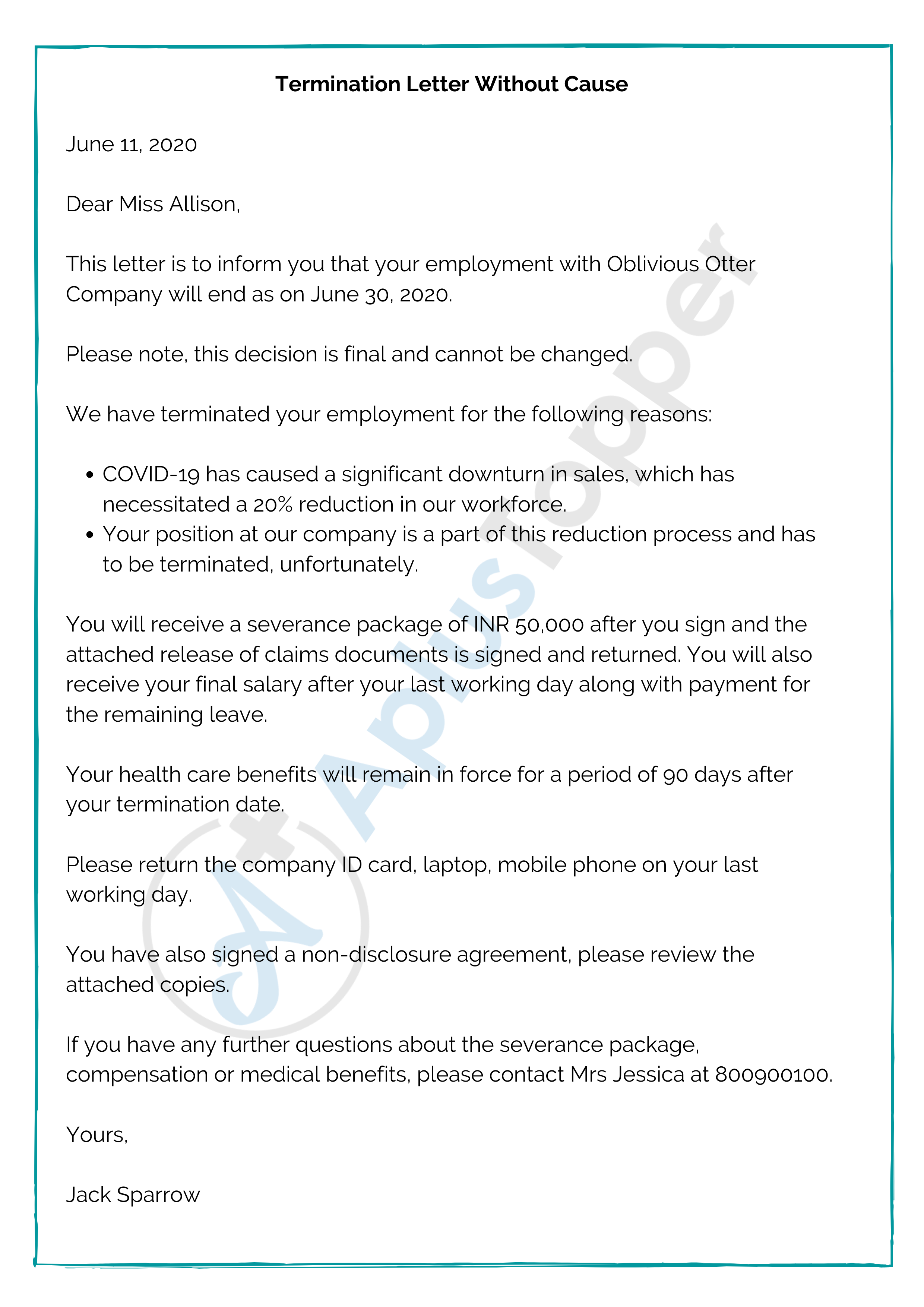 Termination Letter to Employee