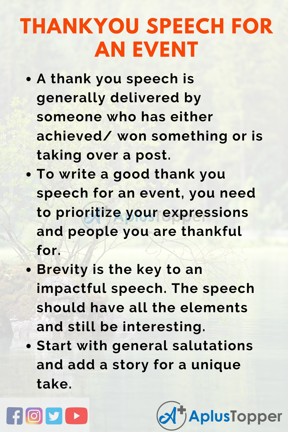 How to write a thank you speech for an event Long And Short Thank You Speech For An Event In English A Plus Topper