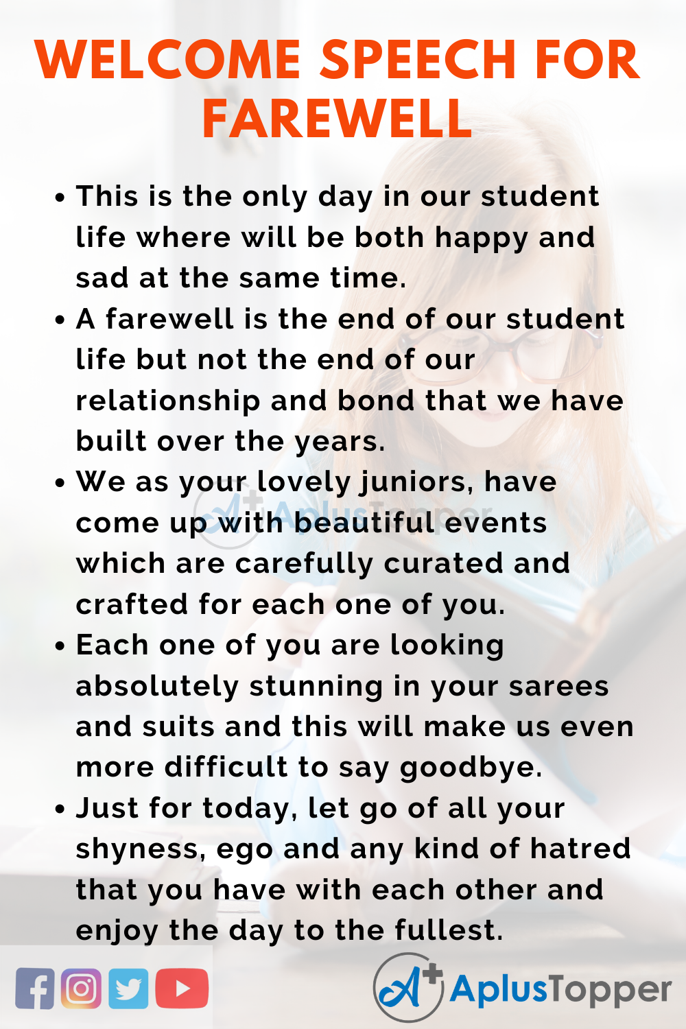 Welcome Speech for Farewell | Best Farewell Speech for Students and  Children in English - A Plus Topper