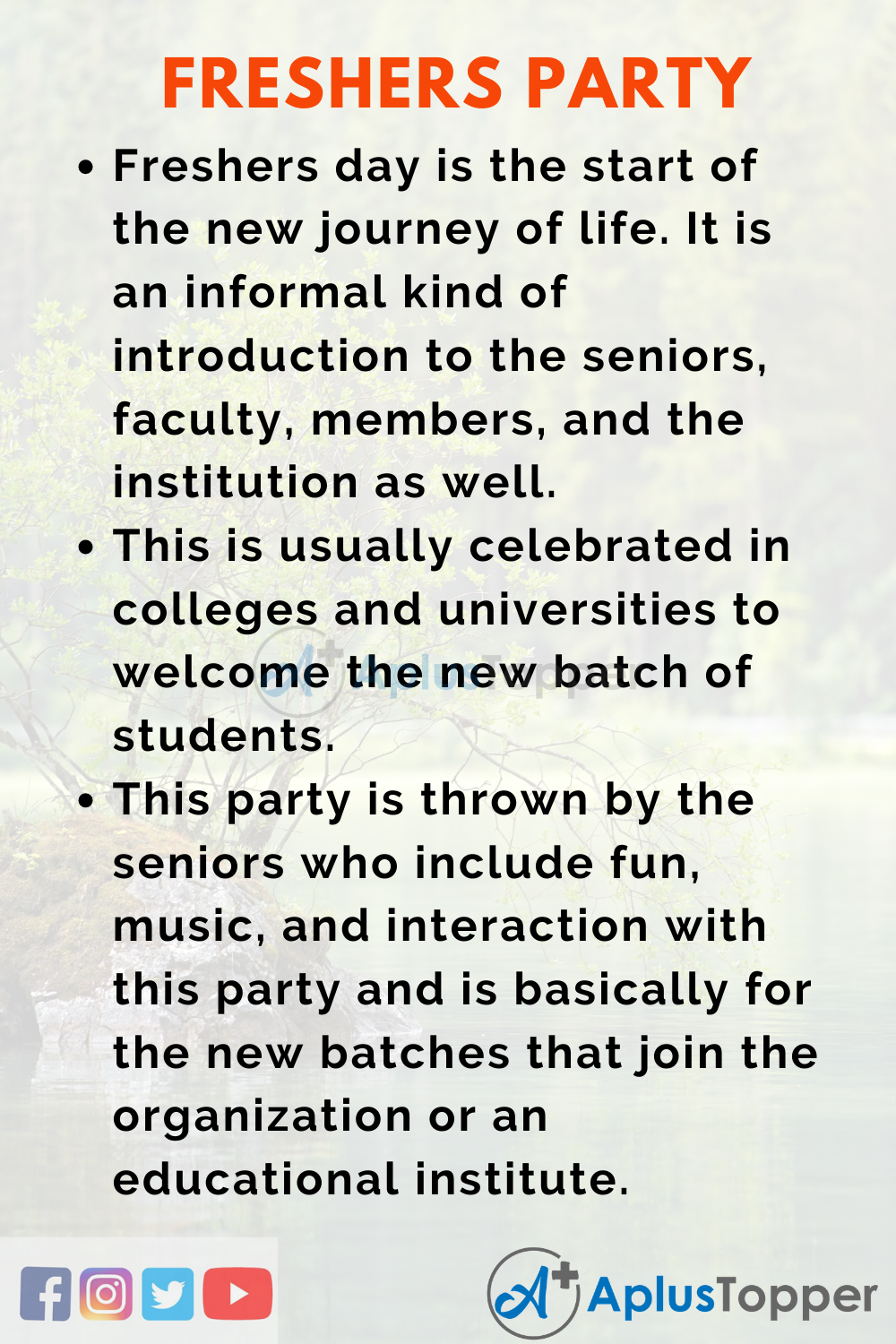 A Good Welcome Speech for Freshers Party by Seniors in School or College -  A Plus Topper