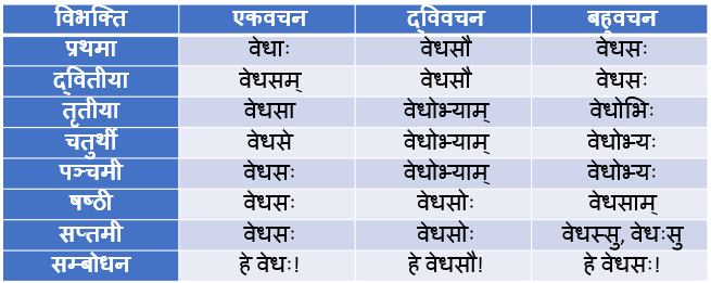 Vedhas Shabd Roop In Sanskrit