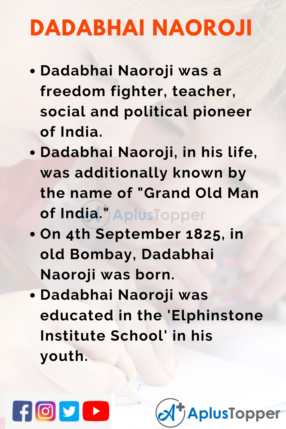 10 Lines On Dadabhai Naoroji for Kids