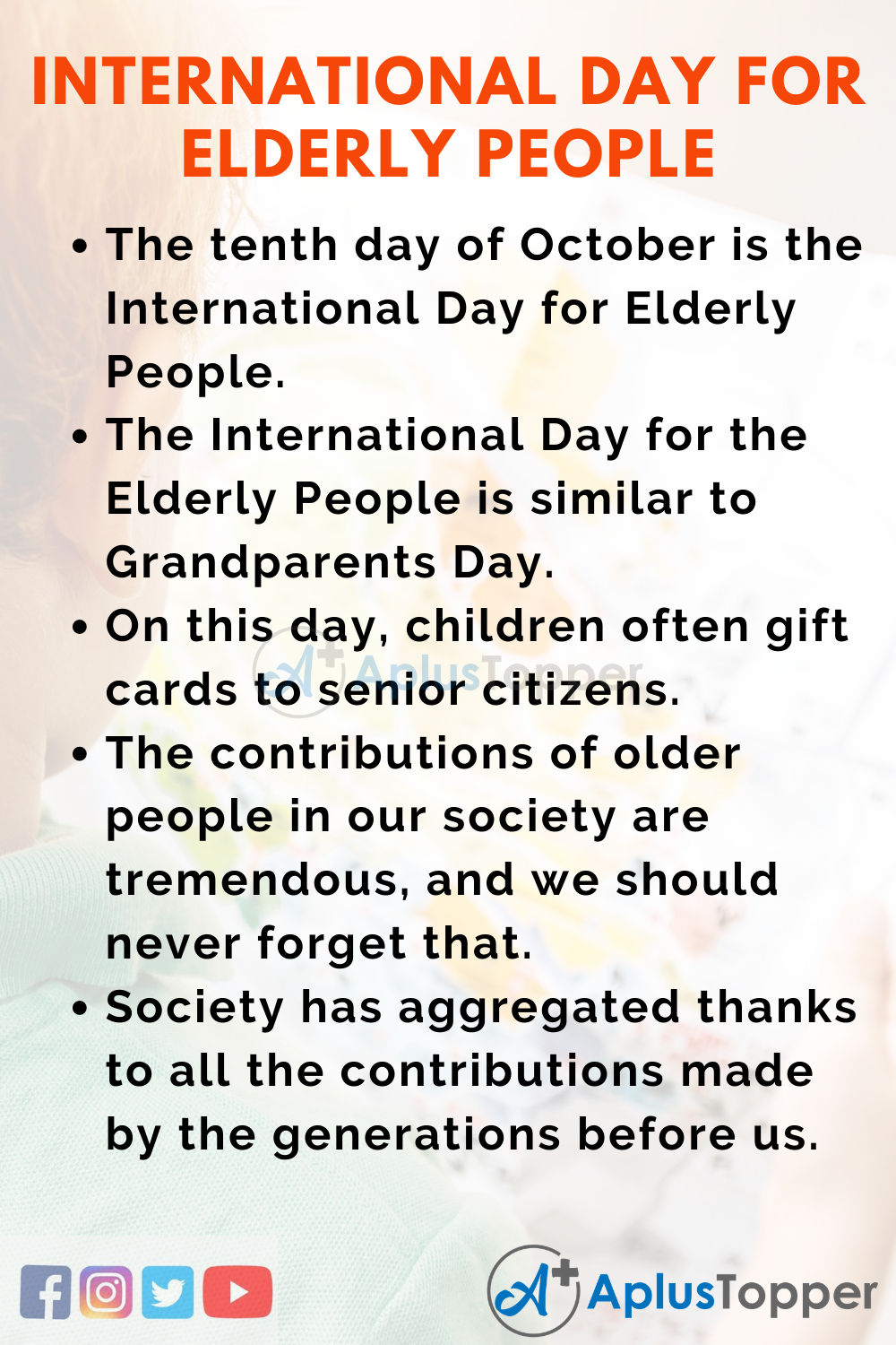 10 Lines On International Day for Elderly People Kids