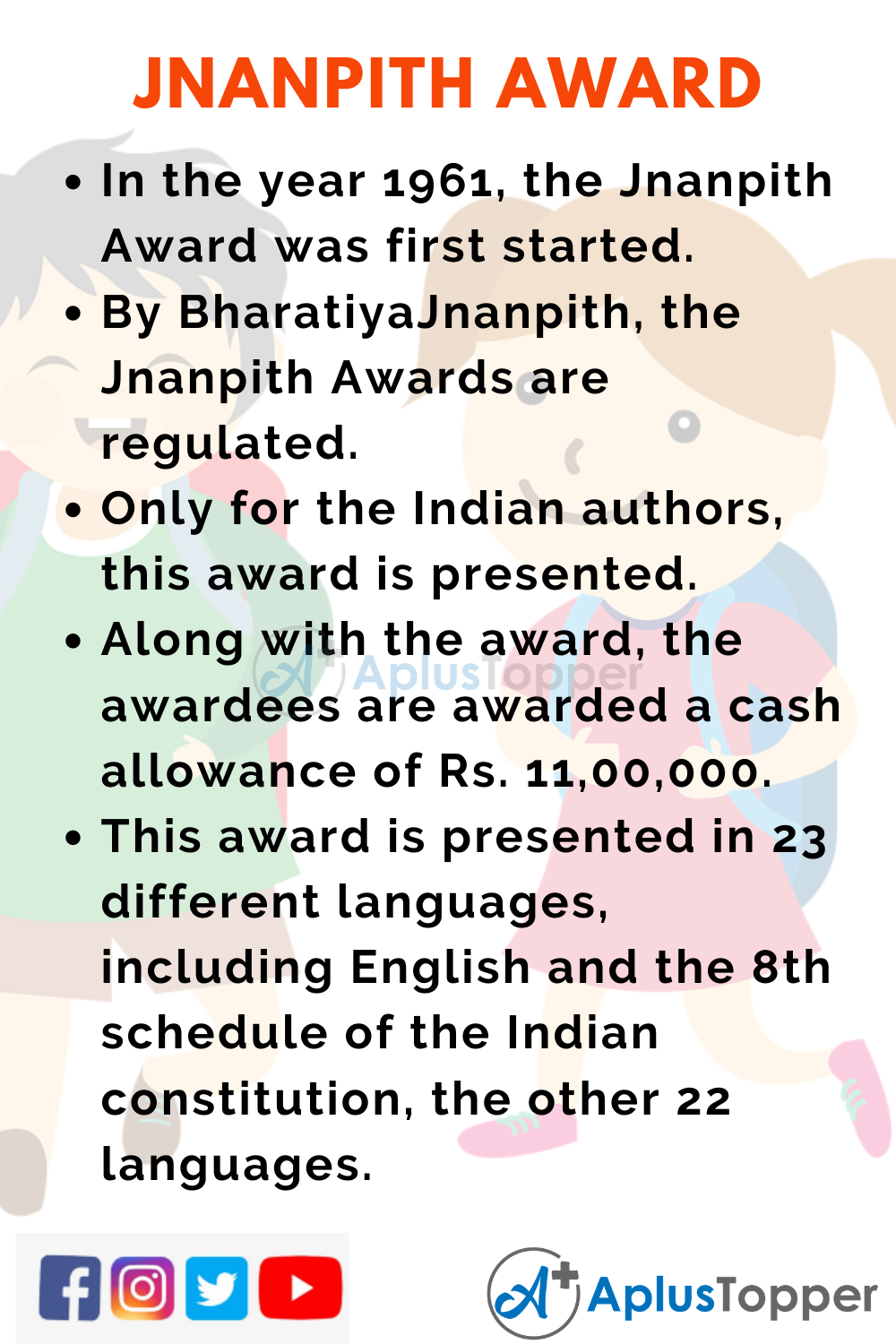 10 Lines On Jnanpith Award for Kids