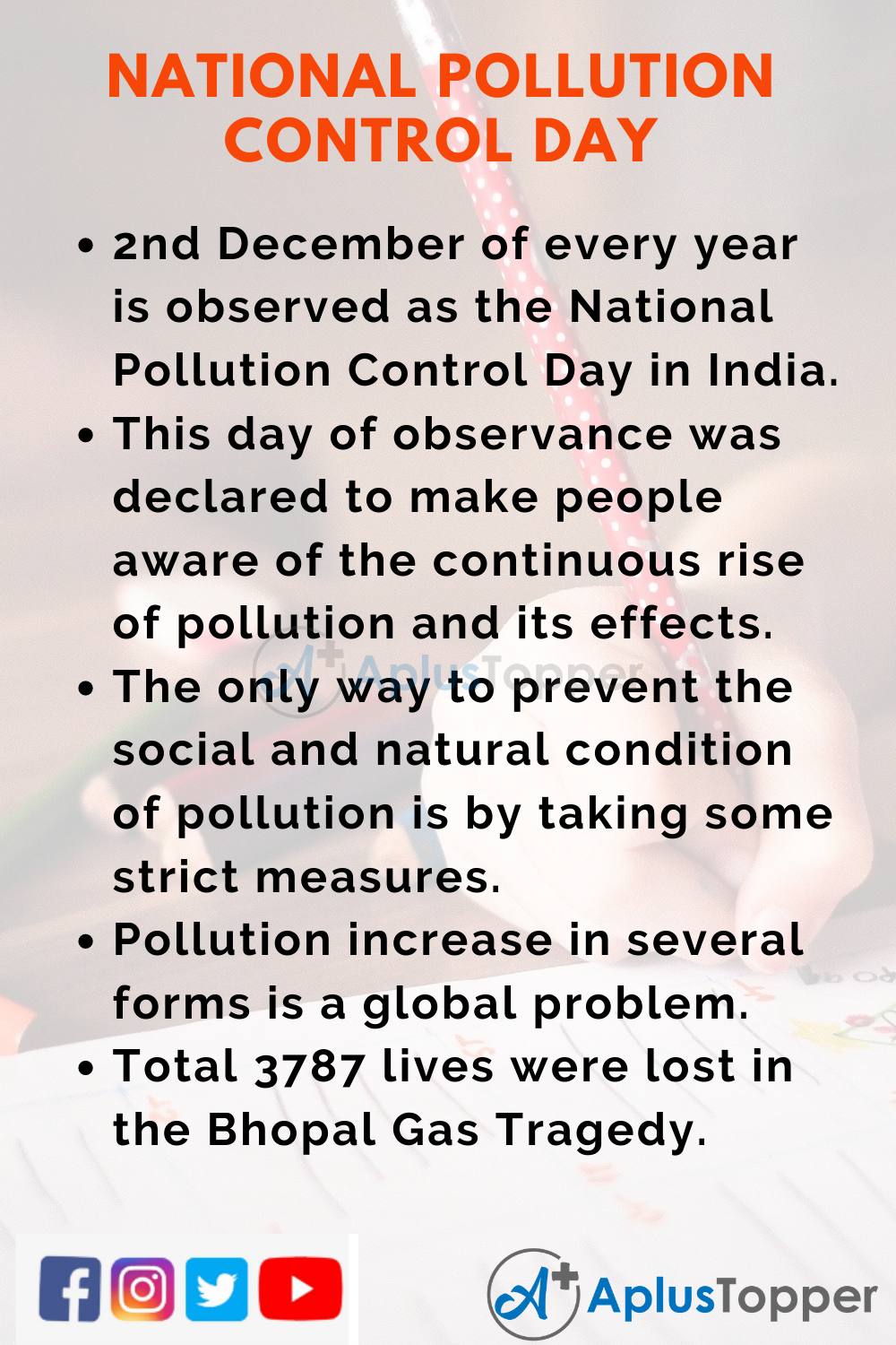 10 Lines On National Pollution Control Day for Kids
