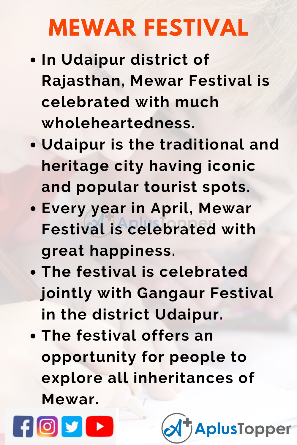 10 Lines about Mewar Festival