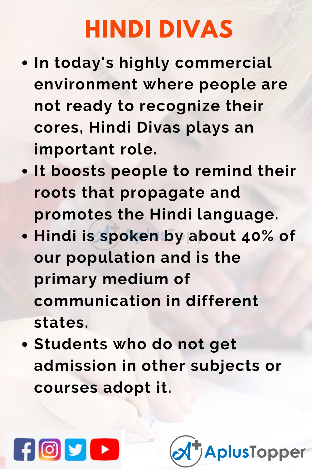 10 Lines on Hindi Divas for Higher Class Students