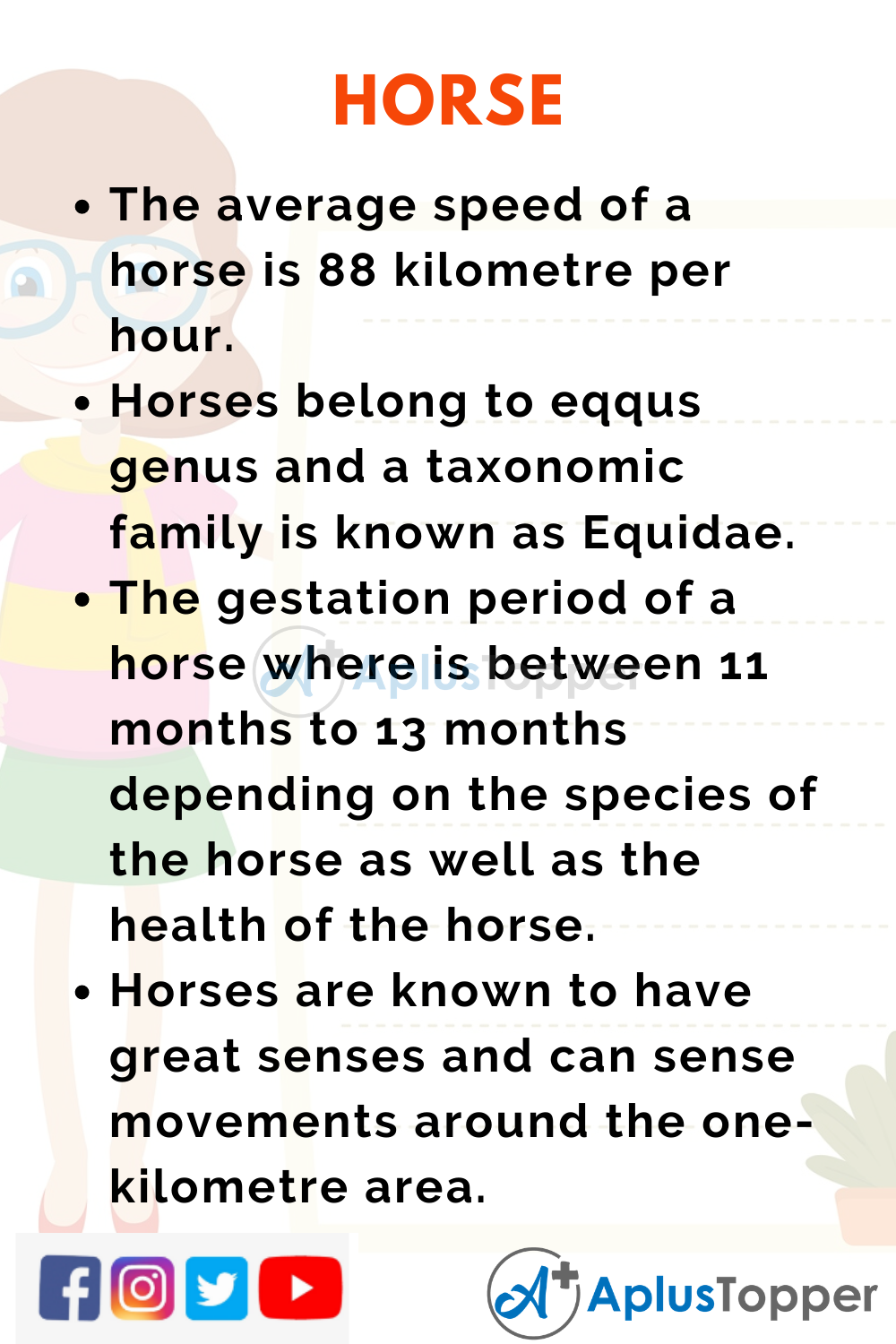 10 Lines on Horse for Higher Class Students