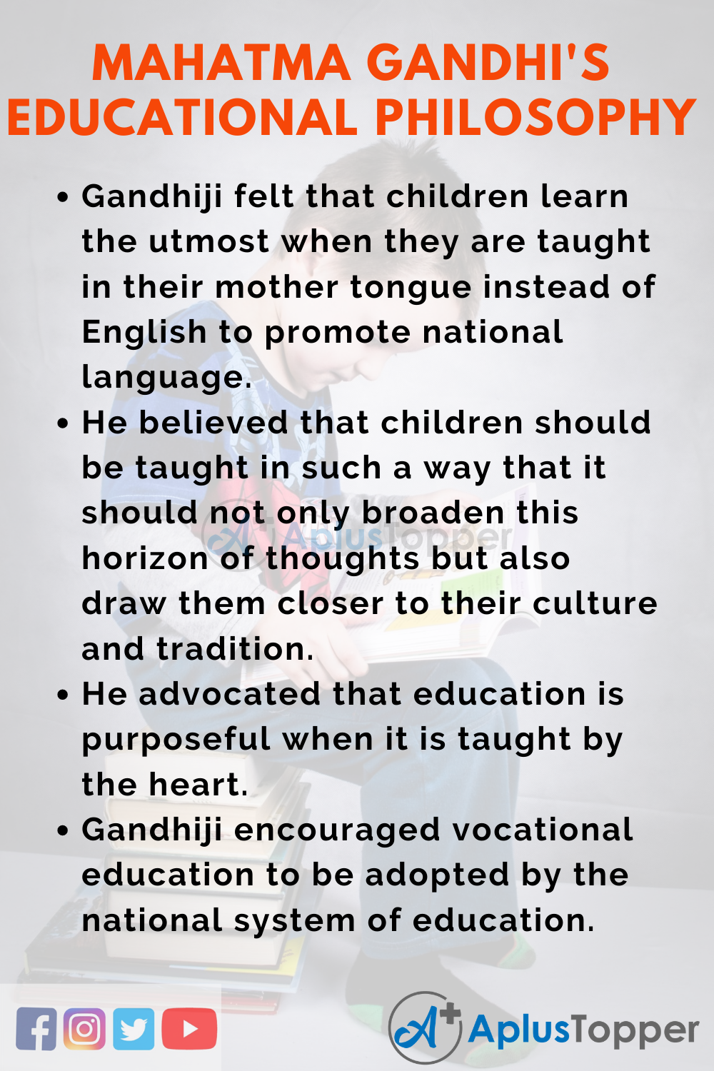 10 Lines on Mahatma Gandhi's Educational Philosophy for Higher Class Students