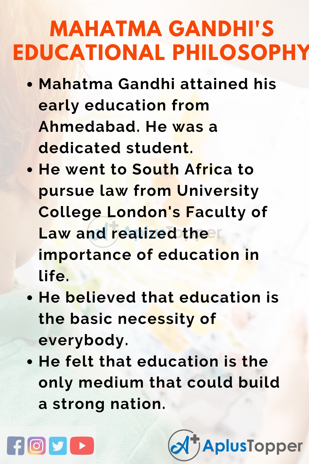 10 Lines on Mahatma Gandhi's Educational Philosophy for Kids