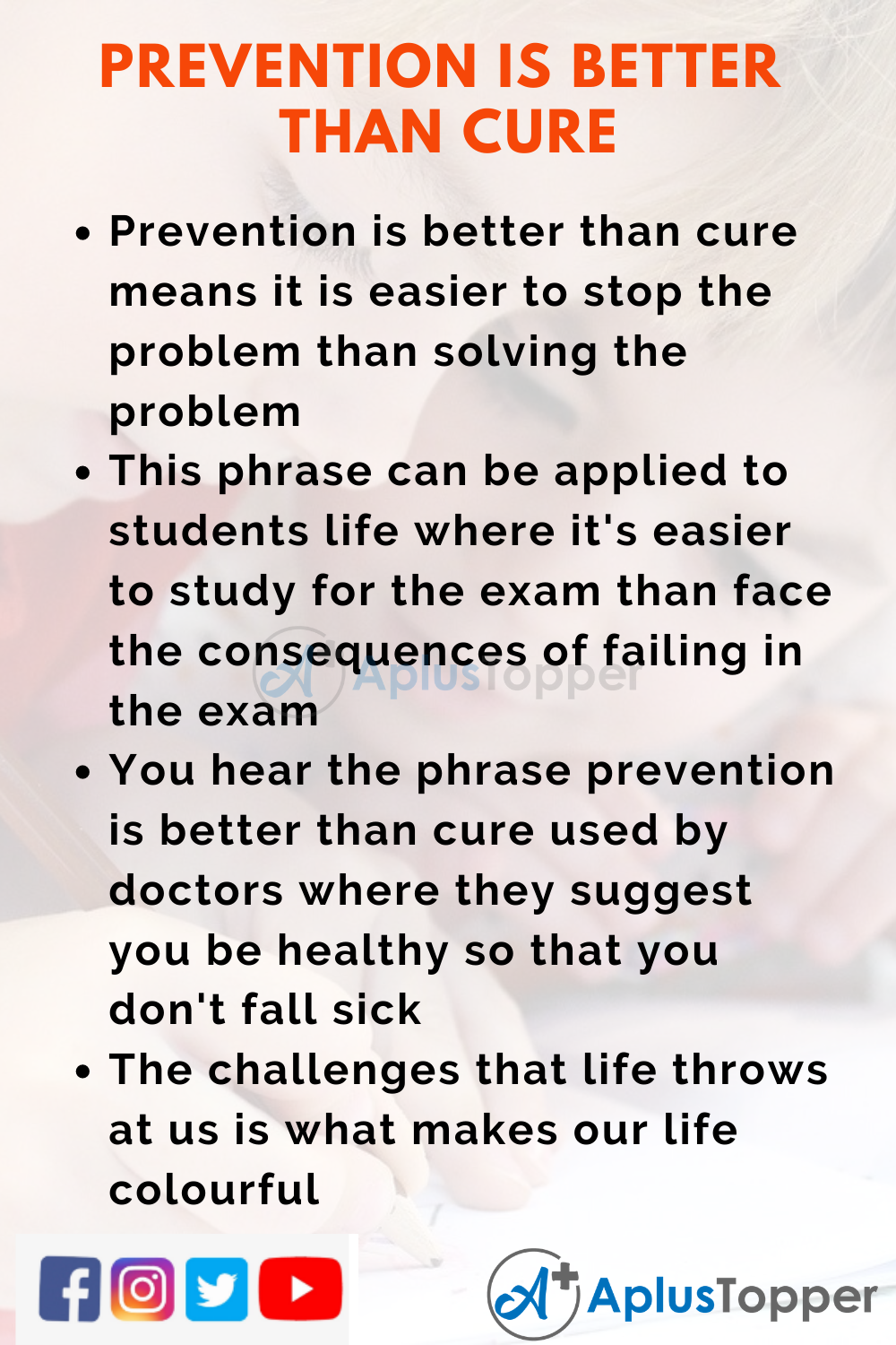 10 Lines on Prevention is Better Than Cure for Kids