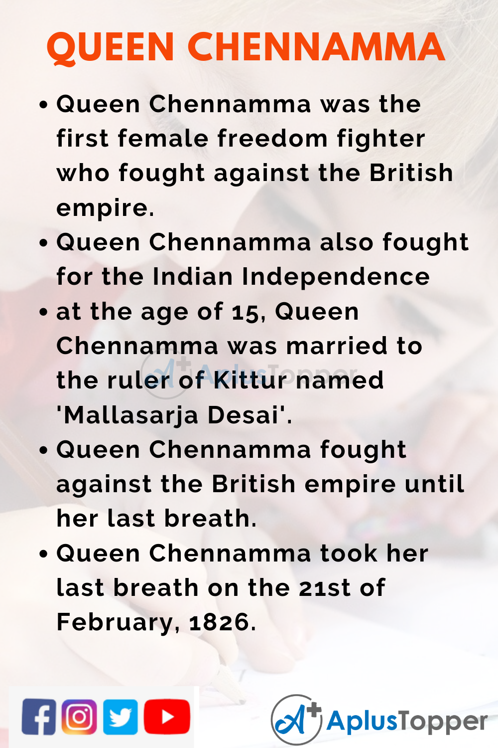 10 Lines on Queen Chennamma for Kids