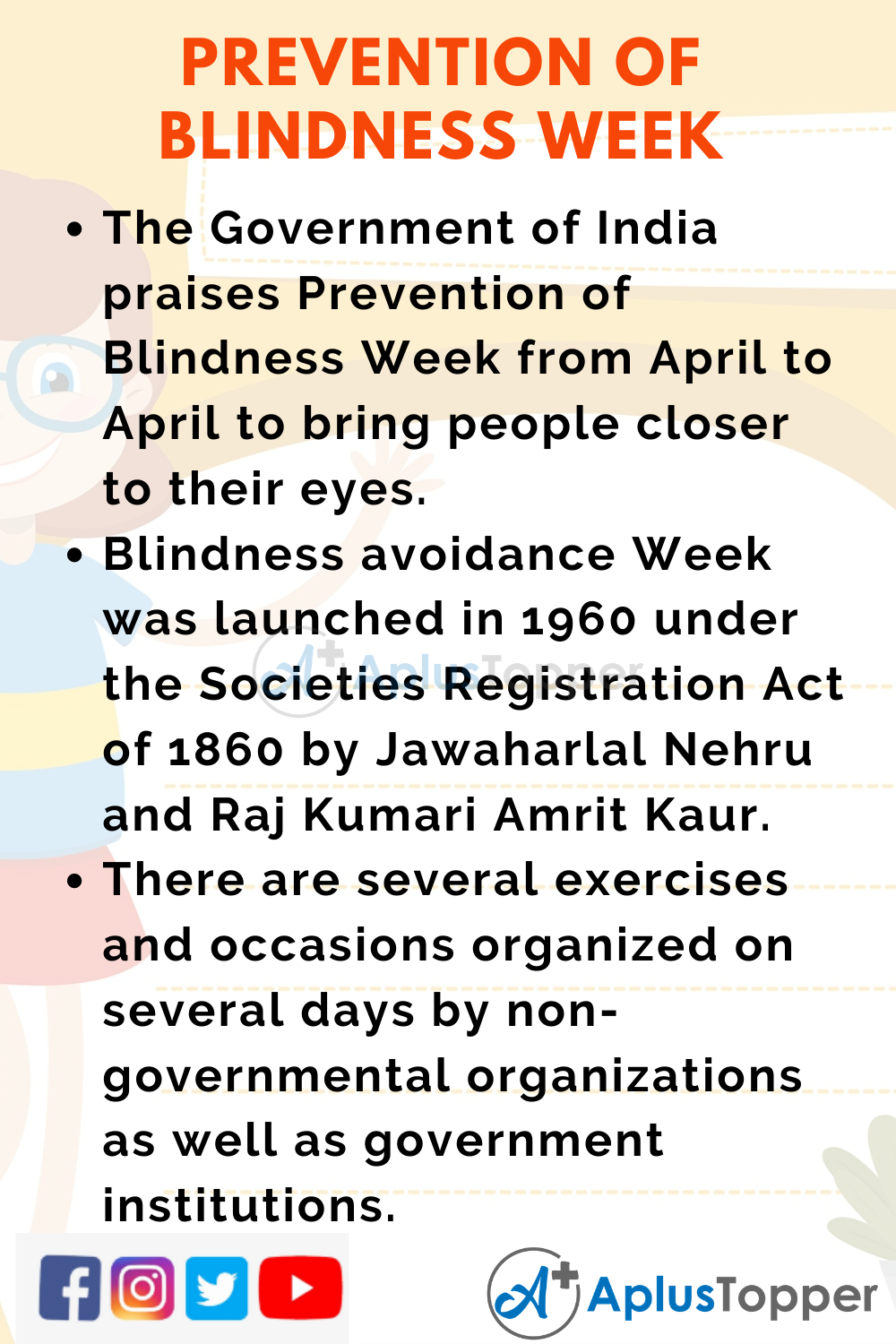 10 lines about Prevention of Blindness Week