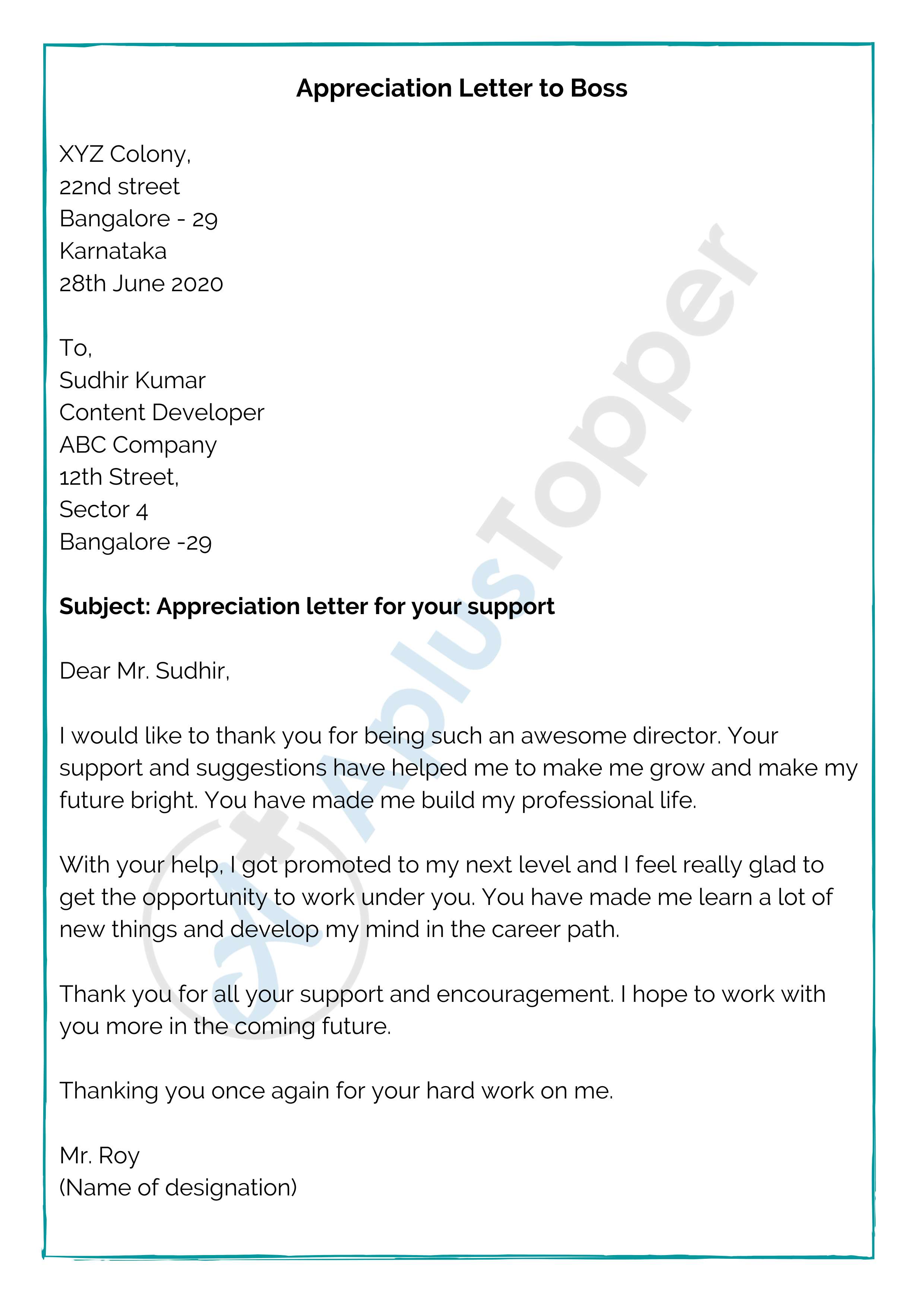 Appreciation Letter  Format, Sample, How To Write Appreciation