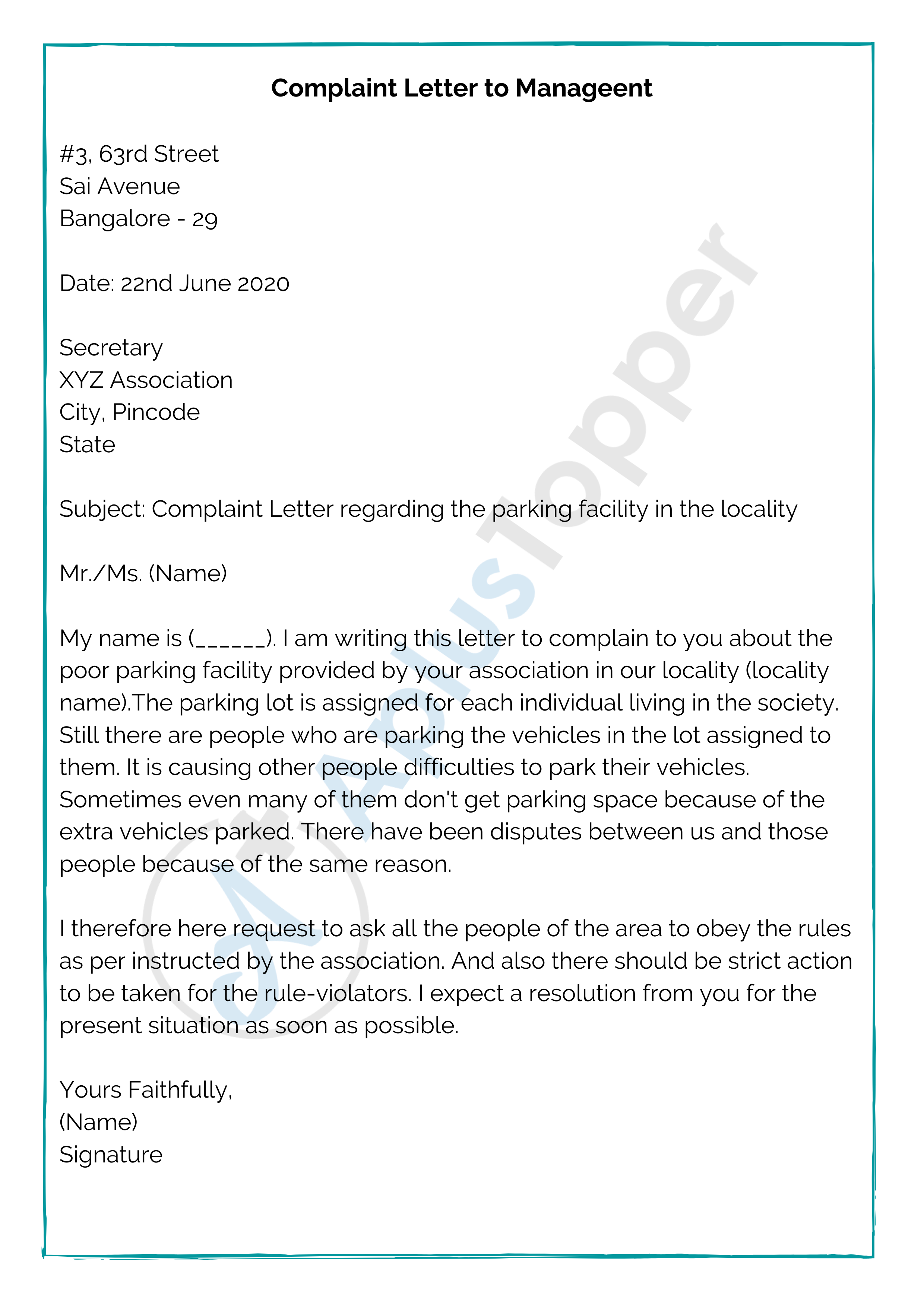 Complaint Letter Format | Samples, How to Write a Complaint Letter? - A  Plus Topper