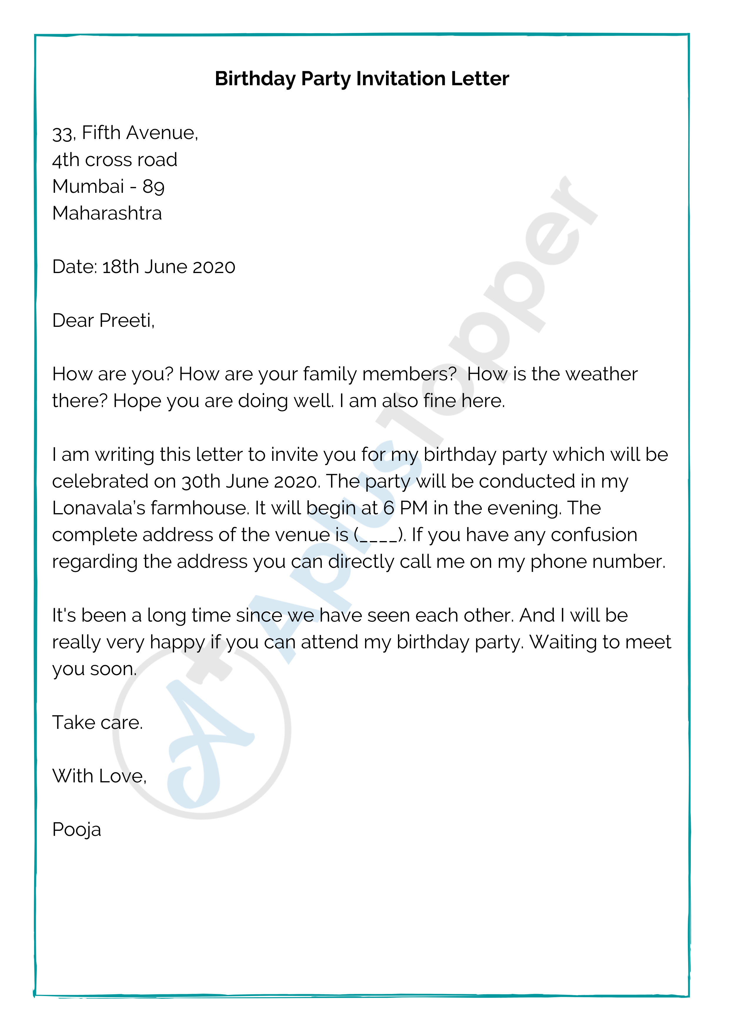 Informal Letter | Informal Letter Format, Samples and How To Write an