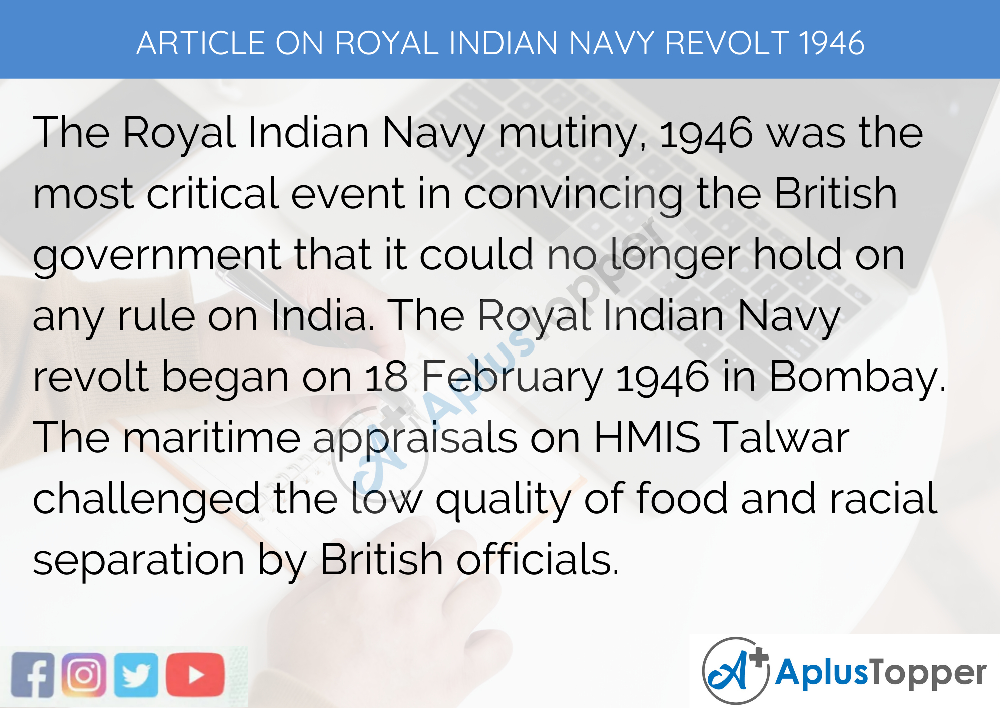Long Article On Royal Indian Navy Revolt 1946 500 Words in English