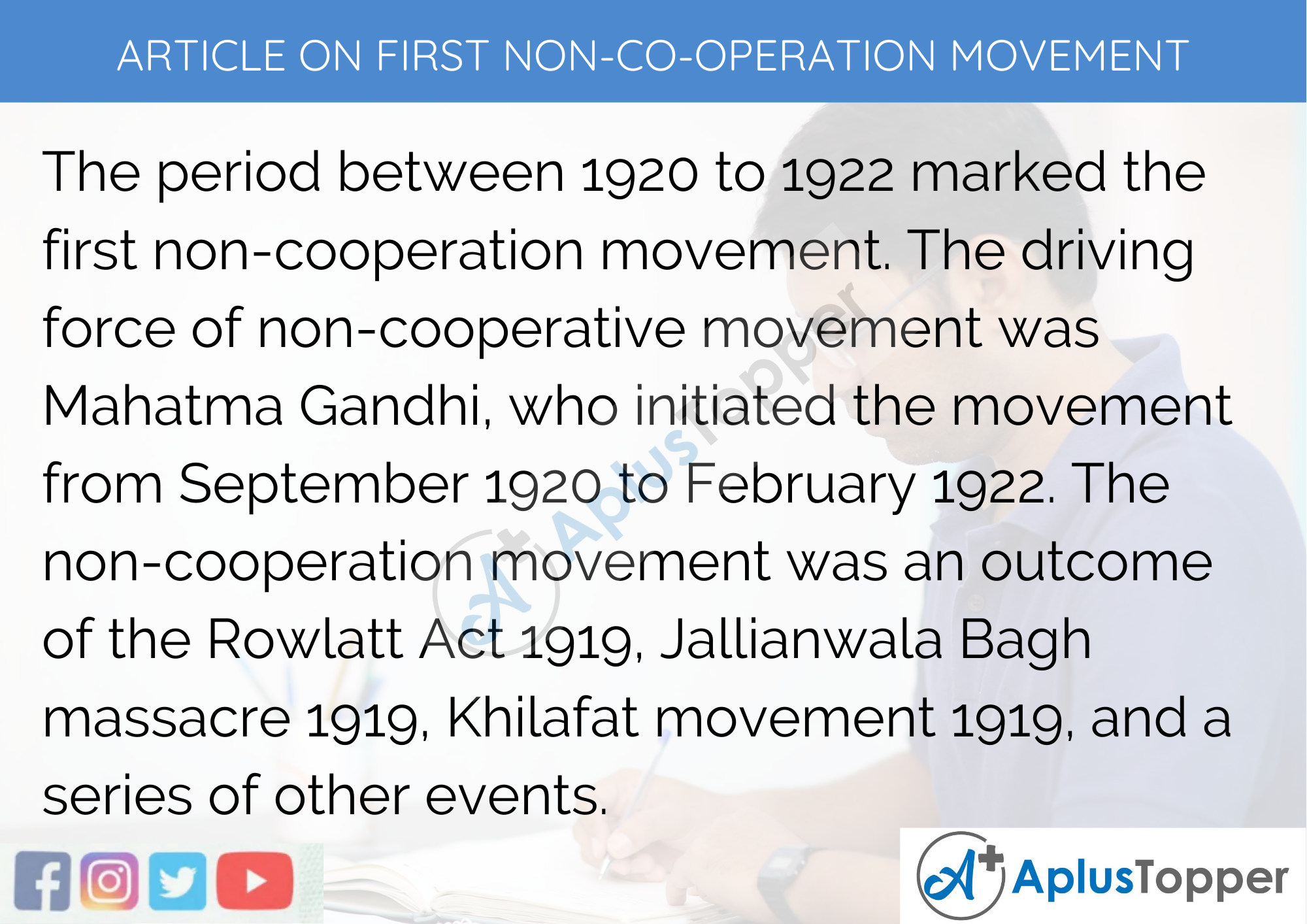 Long Article on First Non-Cooperation Movement from 1920 to 1922 in English 500 Words