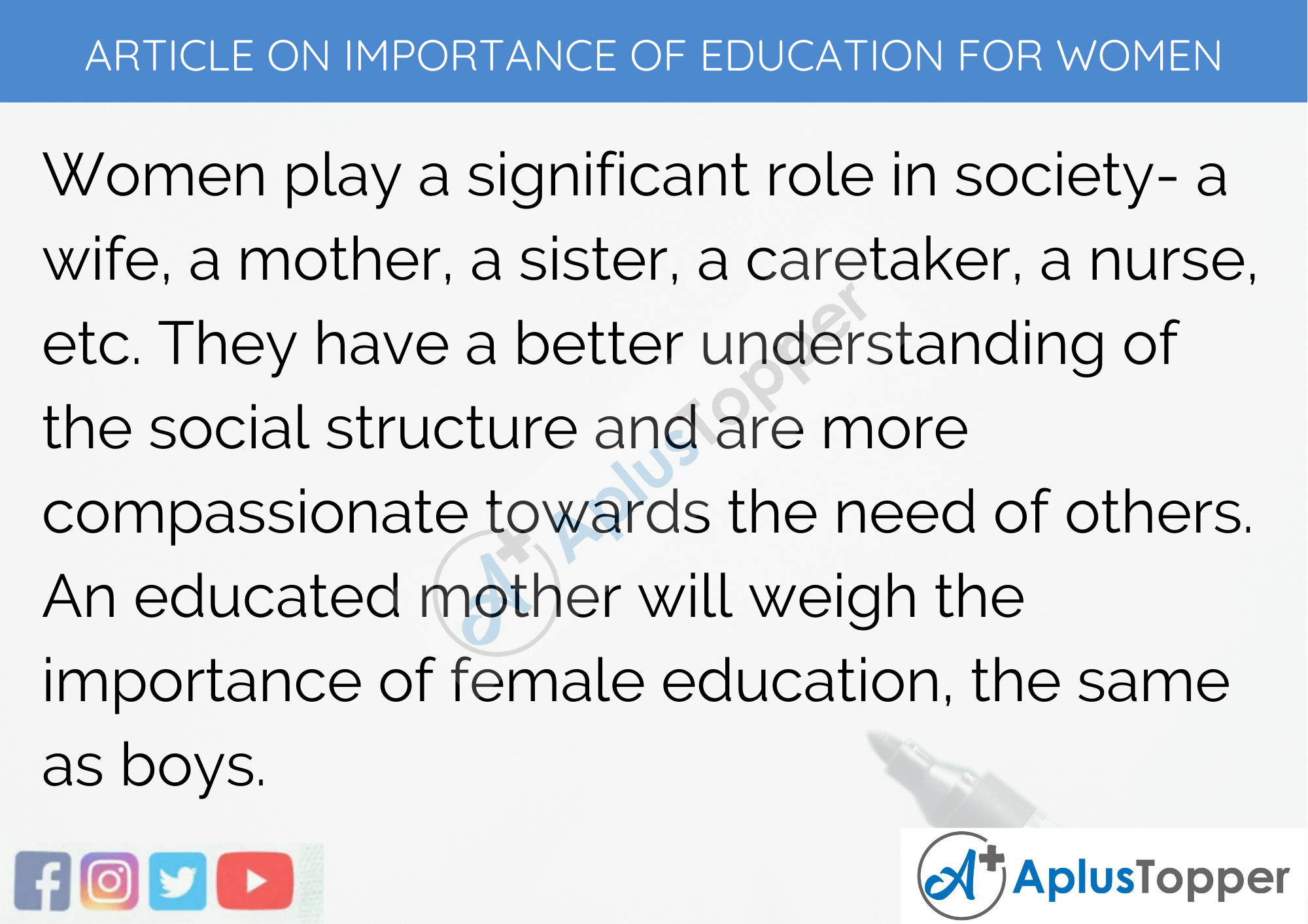 Long Article on Importance of Education for Women 500 Words in English