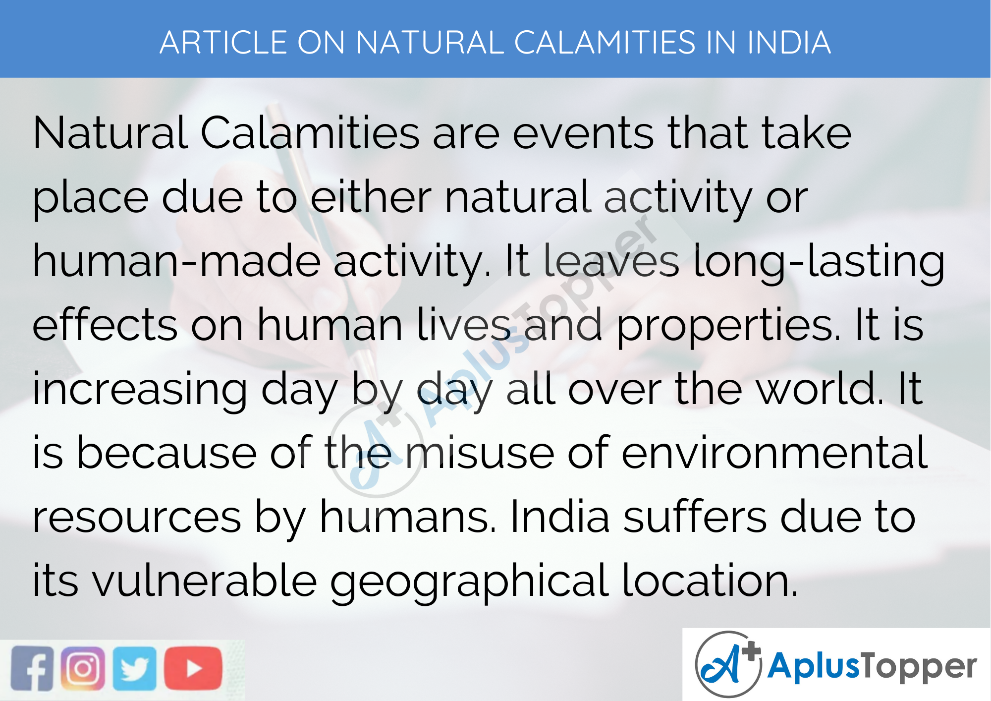 Long Article on Natural Calamities in India 500 Words in English