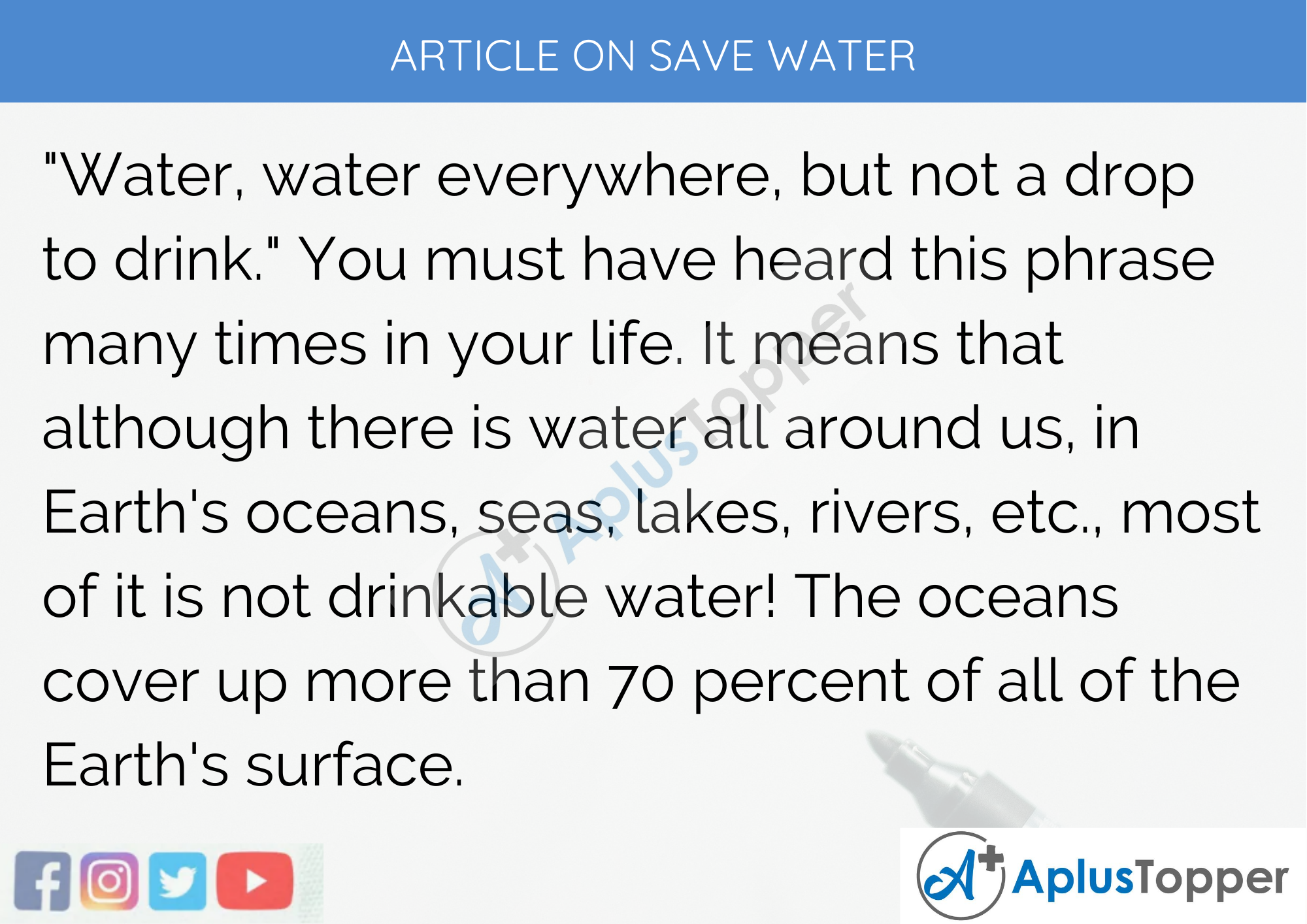 Long Article on Save Water 500 Words in English