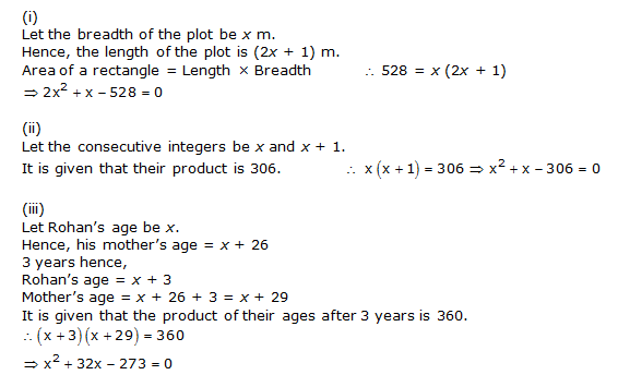 NCERT Solutions for Class 10 Maths Chapter 4 Quadratic Equations 3