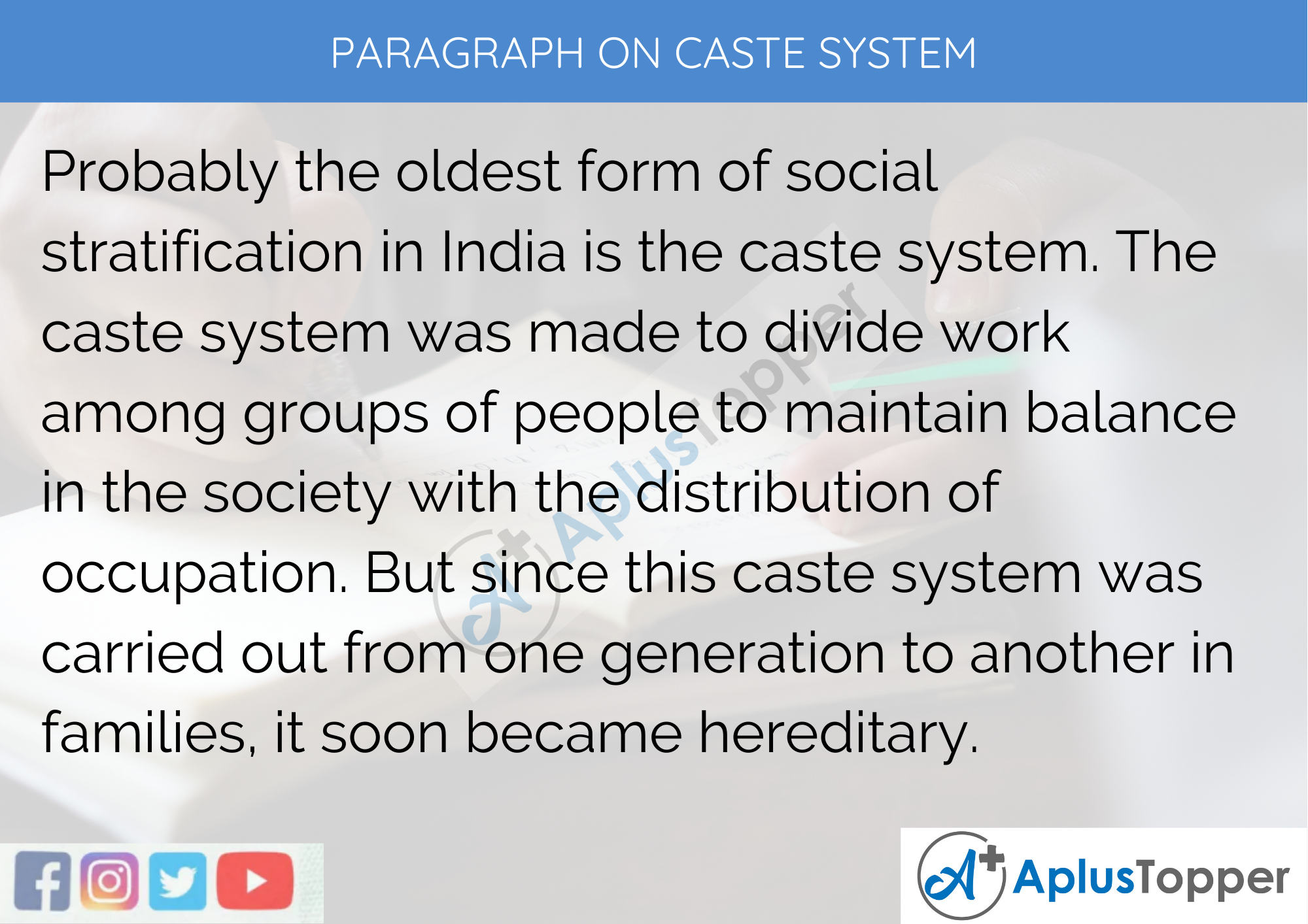 Paragraph On Caste System - 100 Words for Classes 1, 2, And 3 Kids