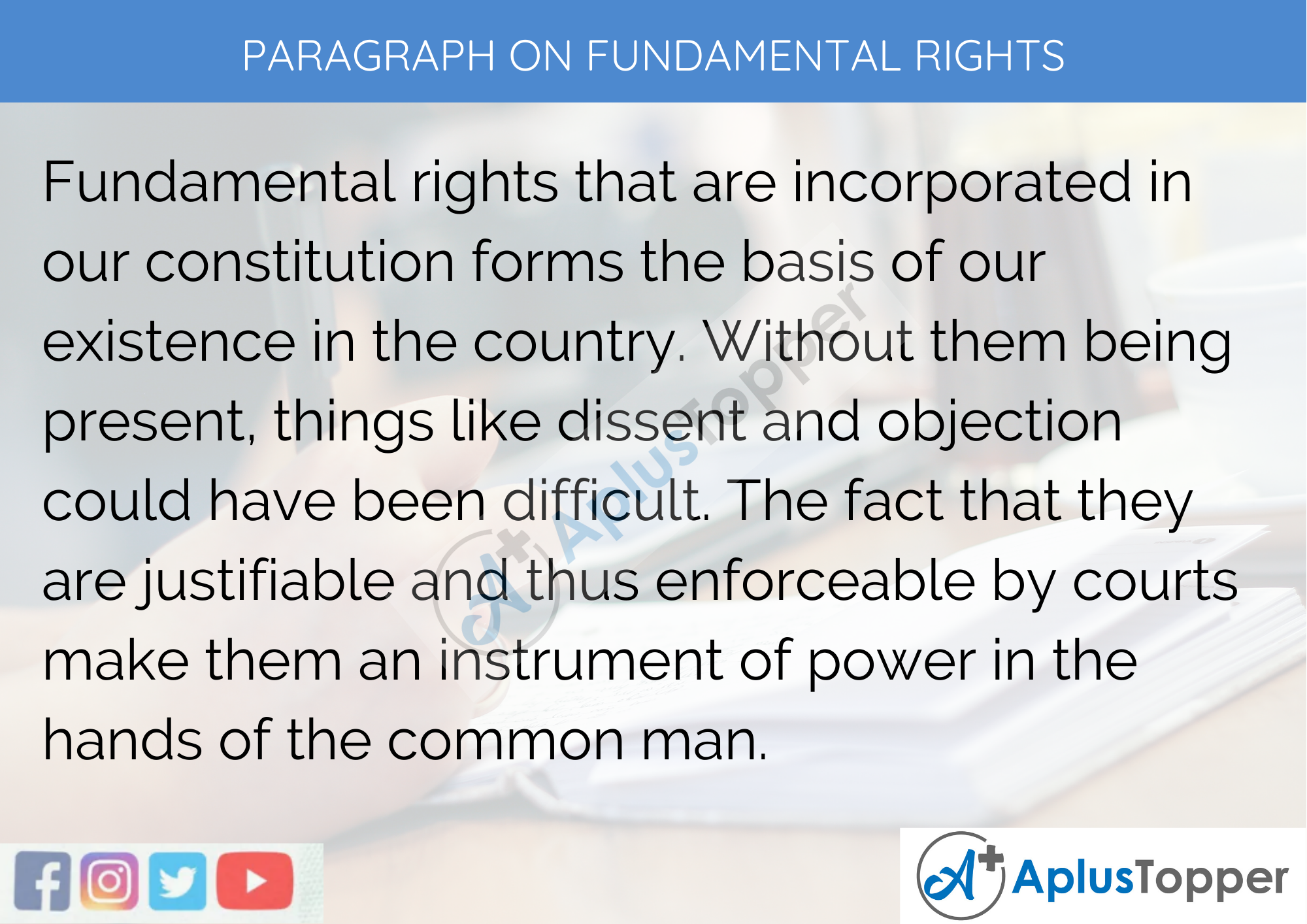 Paragraph On Fundamental Rights - 250 to 300 Words for Classes 9, 10, 11, 12 And Competitive Exam Students
