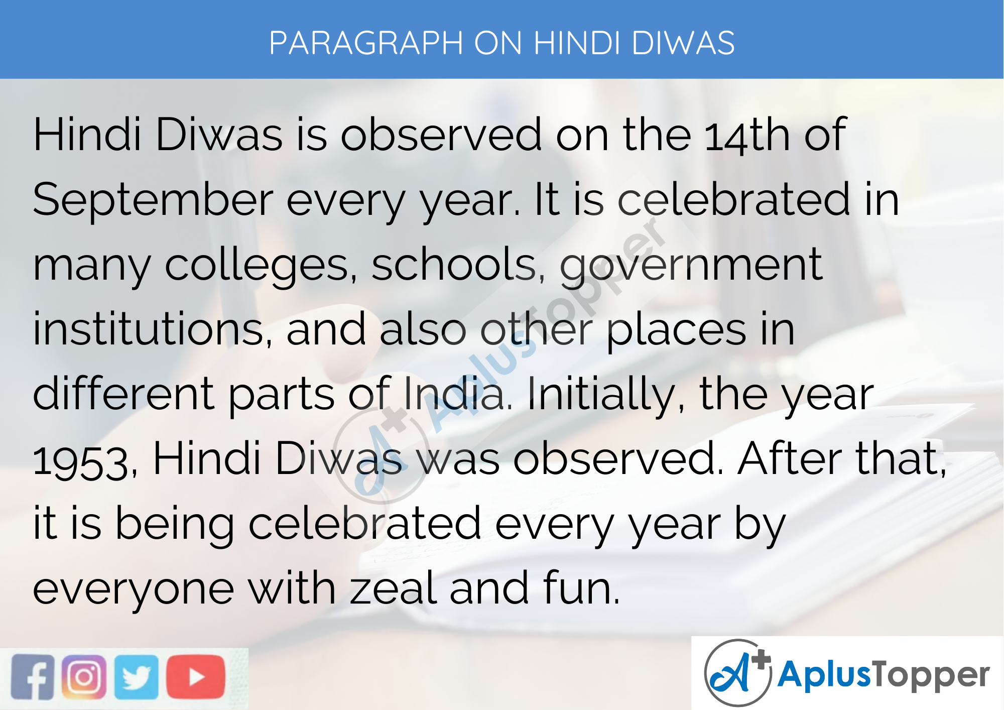 Paragraph On Hindi Diwas - 100 Words for Classes 1, 2, 3 Kids