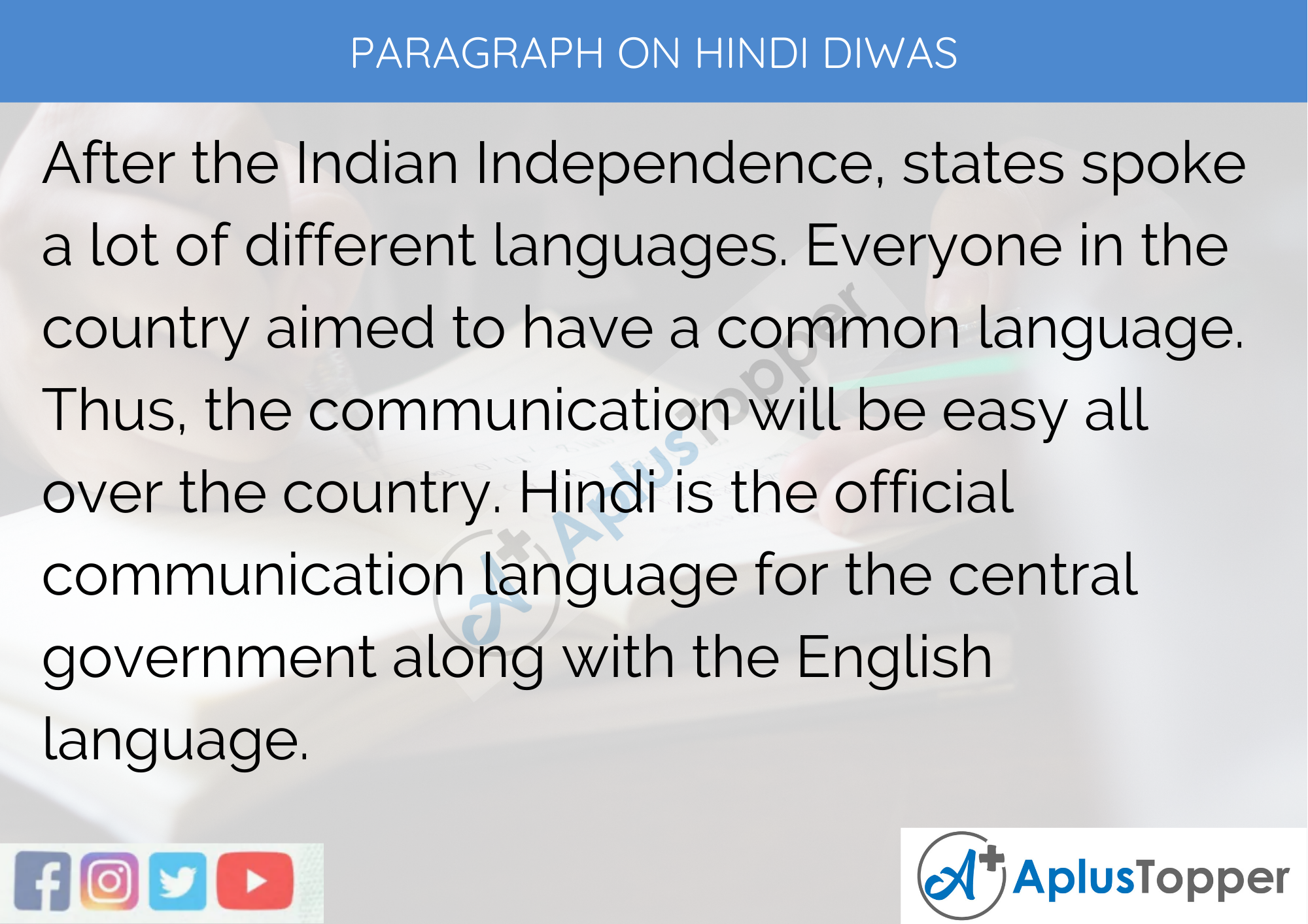 Paragraph On Hindi Diwas - 250 to 300 Words for Classes 9, 10, 11, 12 And Competitive Exam Students