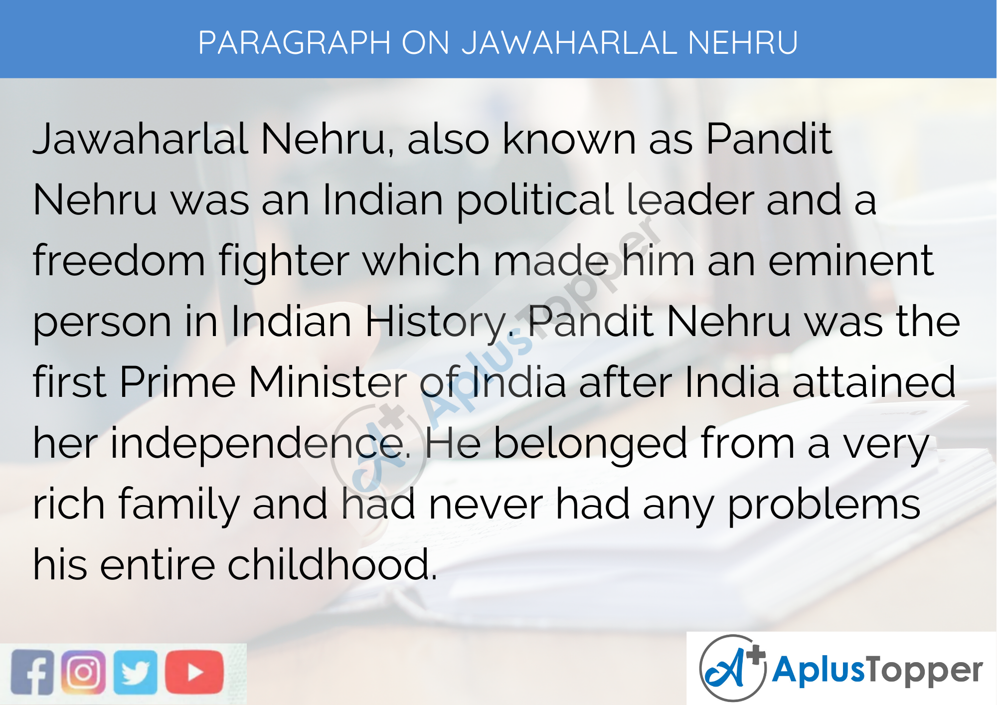 Paragraph On Jawaharlal Nehru - 100 Words for Classes 1, 2, And 3 Kids  