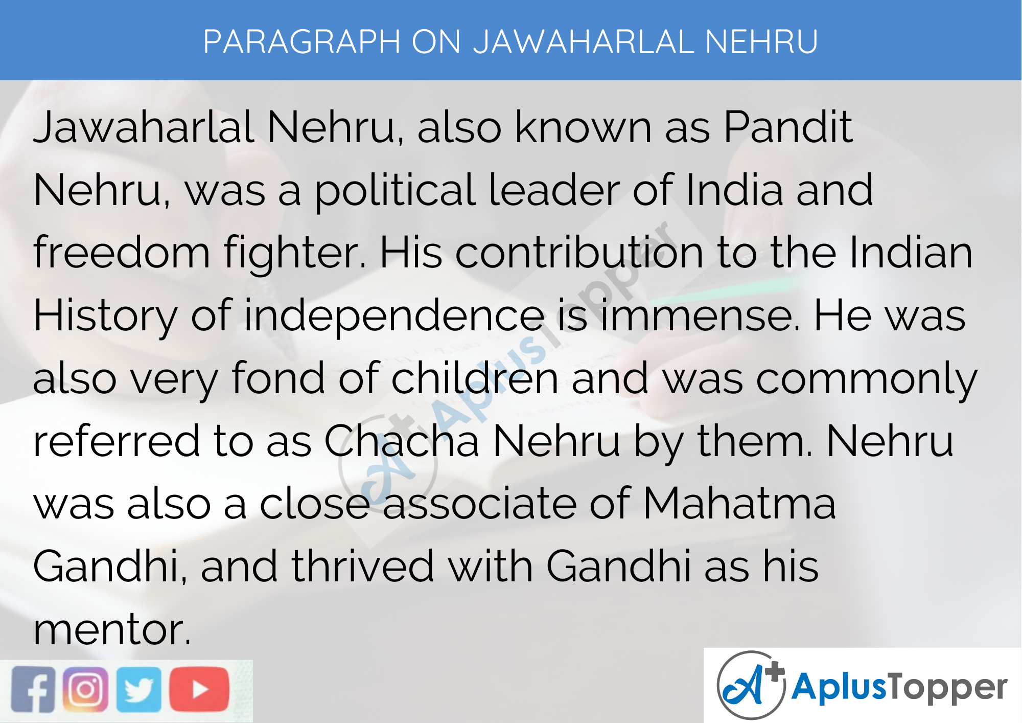 Paragraph On Jawaharlal Nehru – 250 To 300 Words for Classes 9, 10, 11, 12, And Competitive Exams students