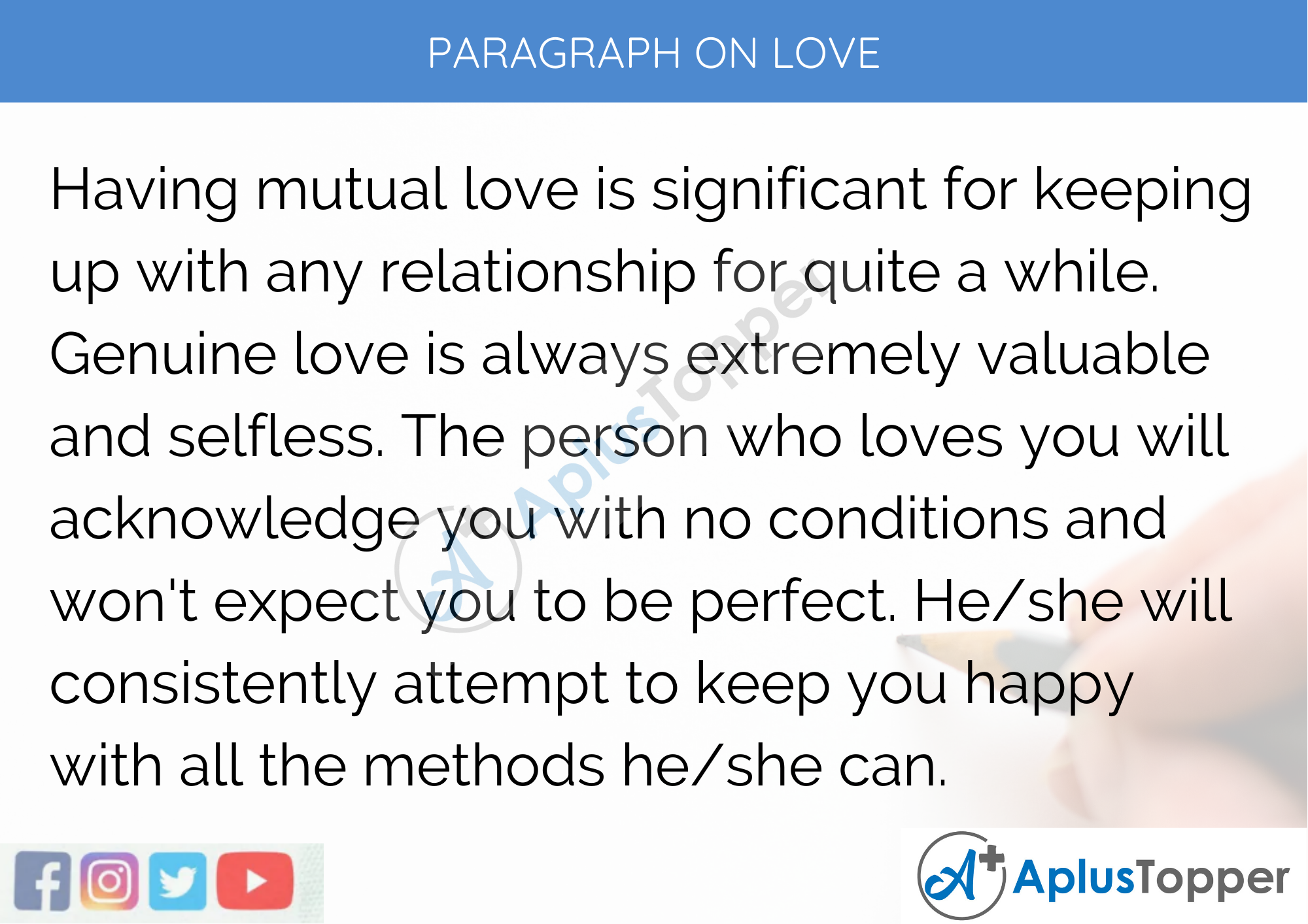 Paragraph On Love - 250 to 300 Words for Classes 9, 10, 11, 12 And Competitive Exams Students