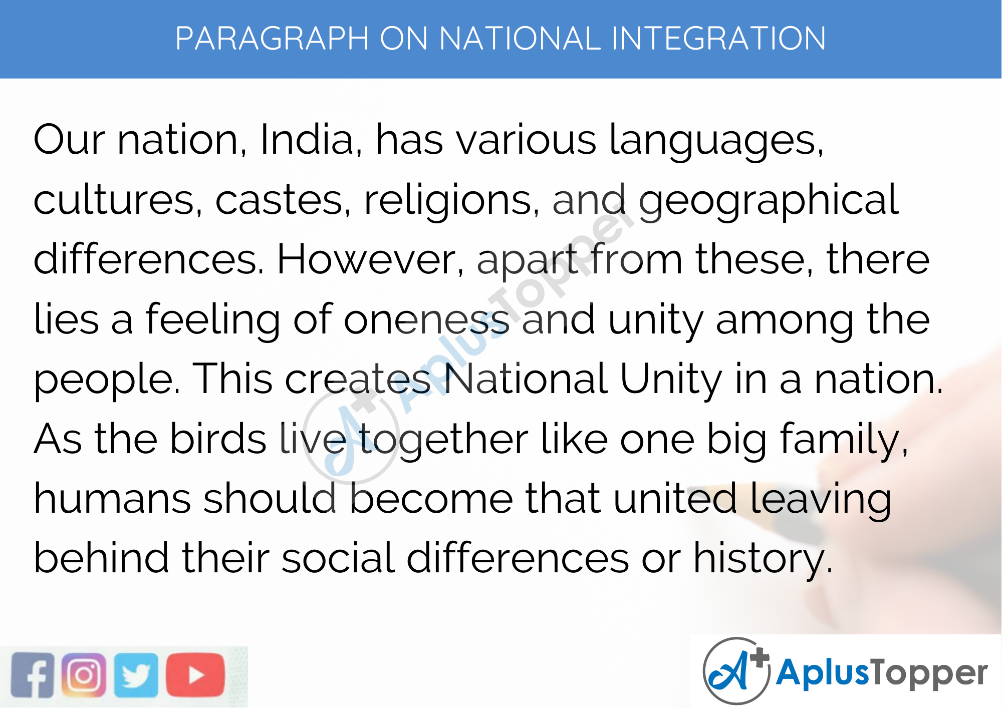 Paragraph On National Integration - 100 Words for Classes 1,2,3 Kids