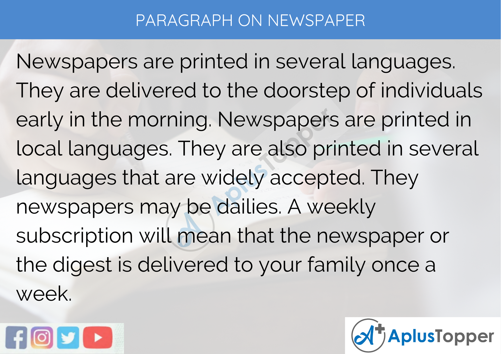 Paragraph On Newspaper - 100 Words for Classes 1, 2, 3 Kids