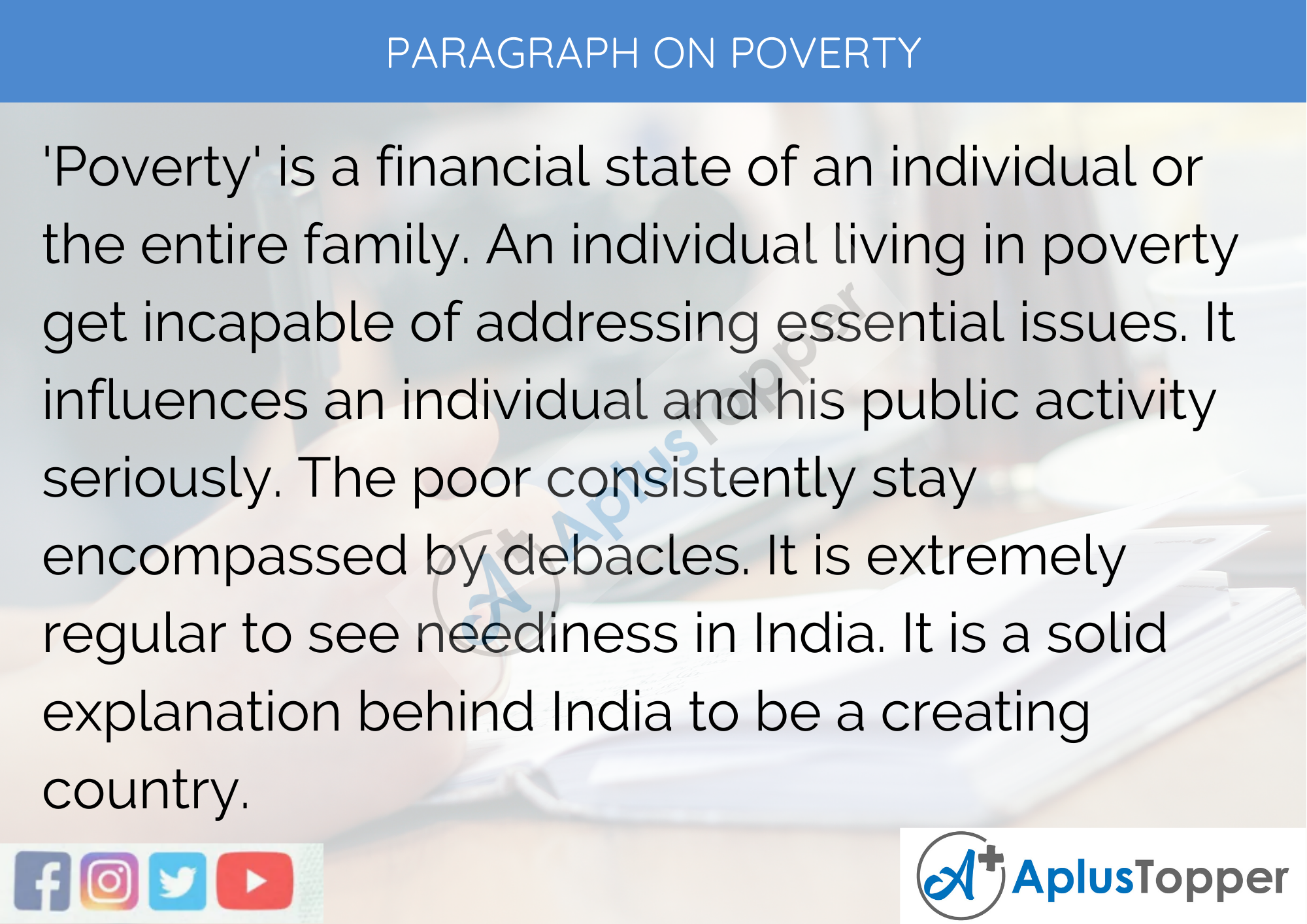 Paragraph On Poverty - 100 Words for Classes 1, 2, 3 Kids