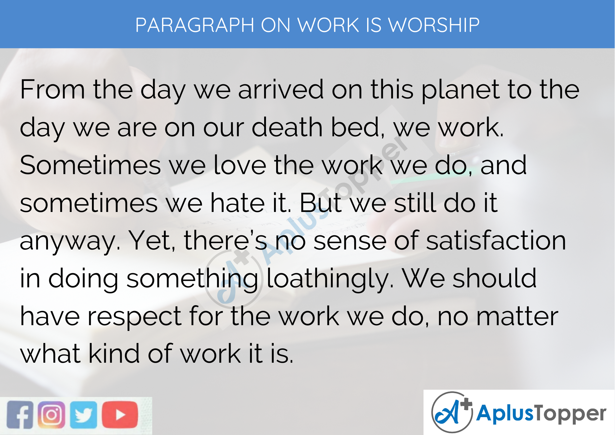 Paragraph On Work Is Worship - 100 Words for Classes 1, 2, 3 Kids