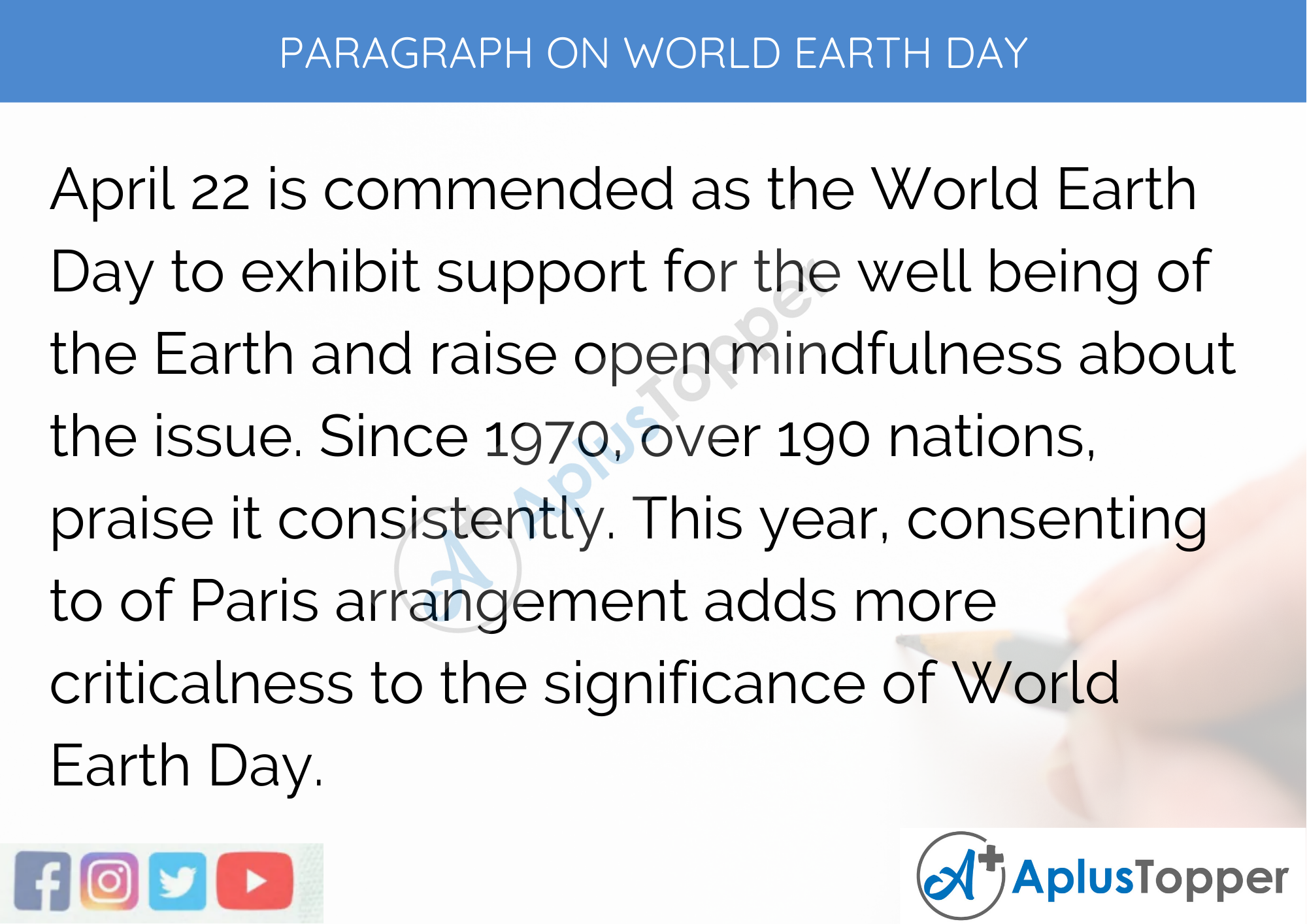 Paragraph On World Earth Day - 250 to 300 Words for Classes 9, 10, 11, 12 And Competitive Exams Students