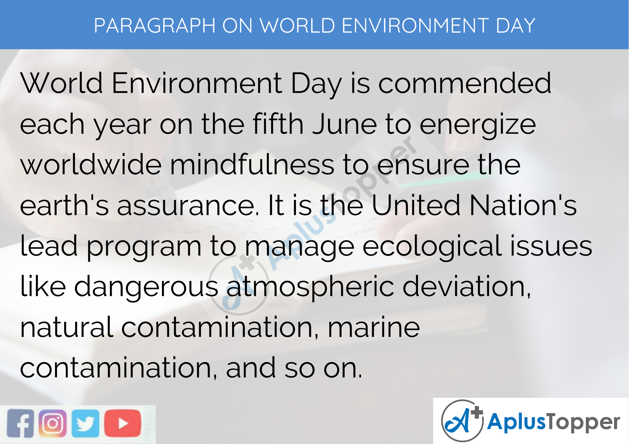Paragraph On World Environment Day - 250 to 300 Words for Classes 9, 10, 11, 12 And Competitive Exams Students
