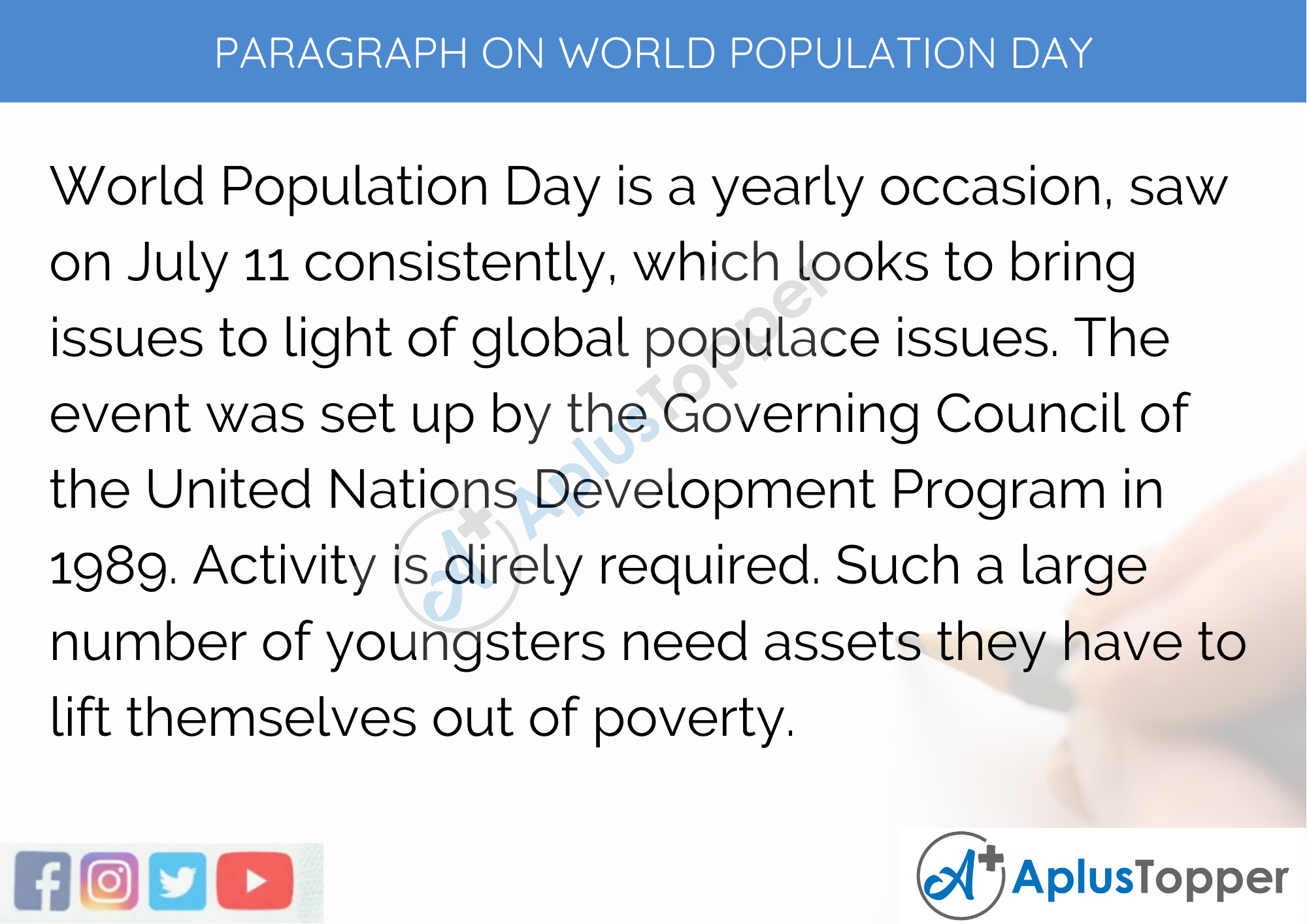 Paragraph On World Population Day - 250 to 300 Words for Classes 9, 10, 11, 12 And Competitive Exams Students