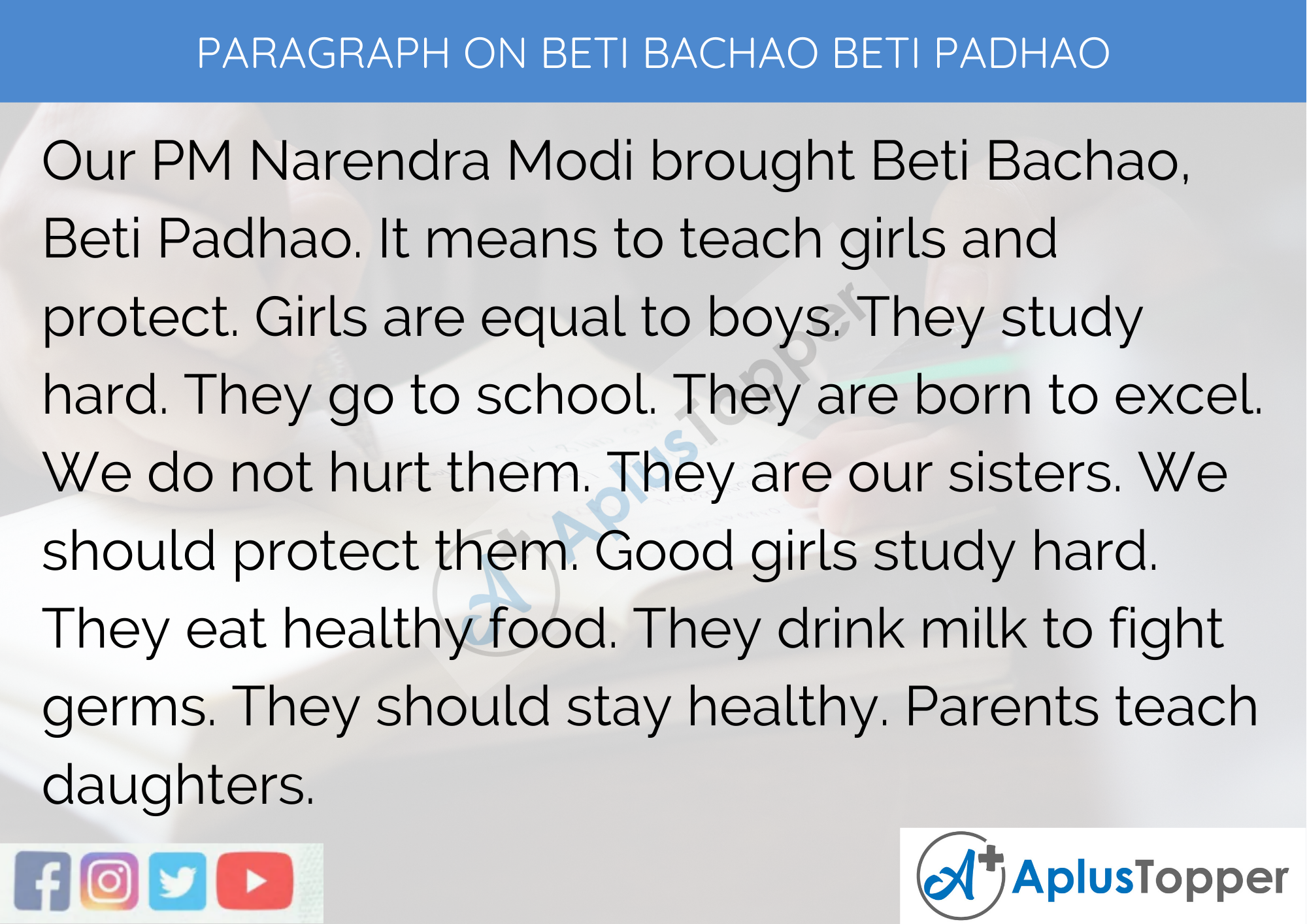 Paragraph on Beti Bachao Beti Padhao - 100 Words for Classes 1, 2 and 3 Kids
