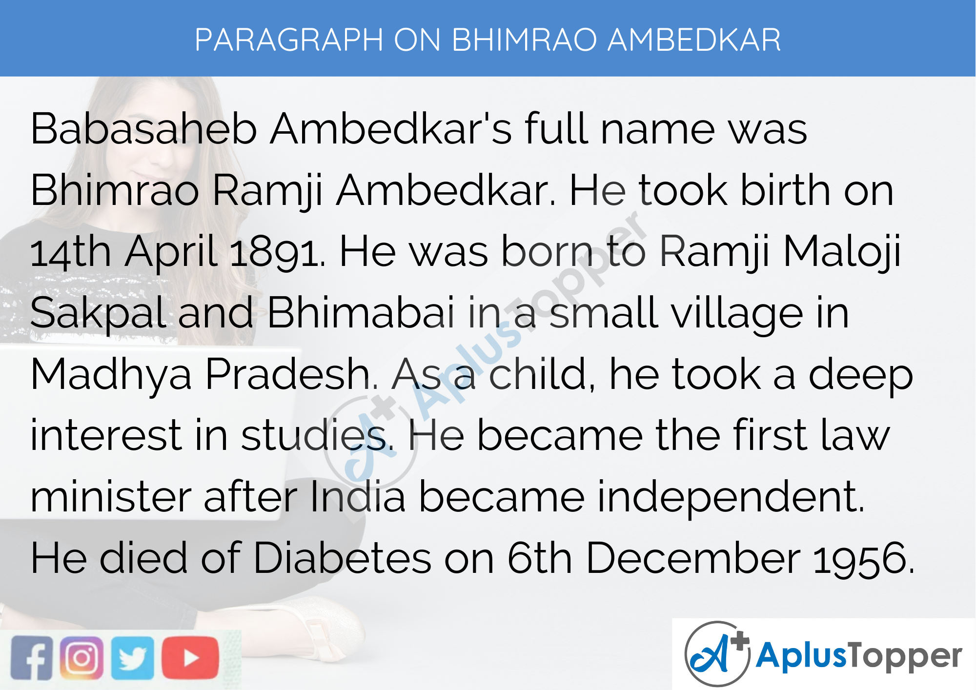 Paragraph on Bhimrao Ambedkar - 100 Words for Classes 1, 2, 3, Kids