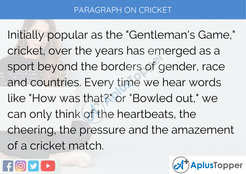 cricket essay in english 100 words