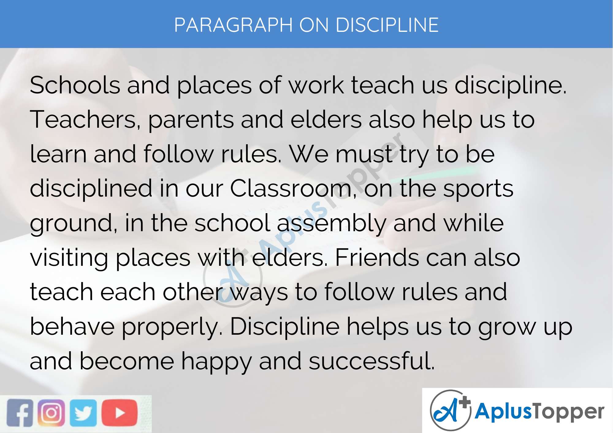 Paragraph on Discipline - 100 Words for Classes 1, 2, 3 Kids