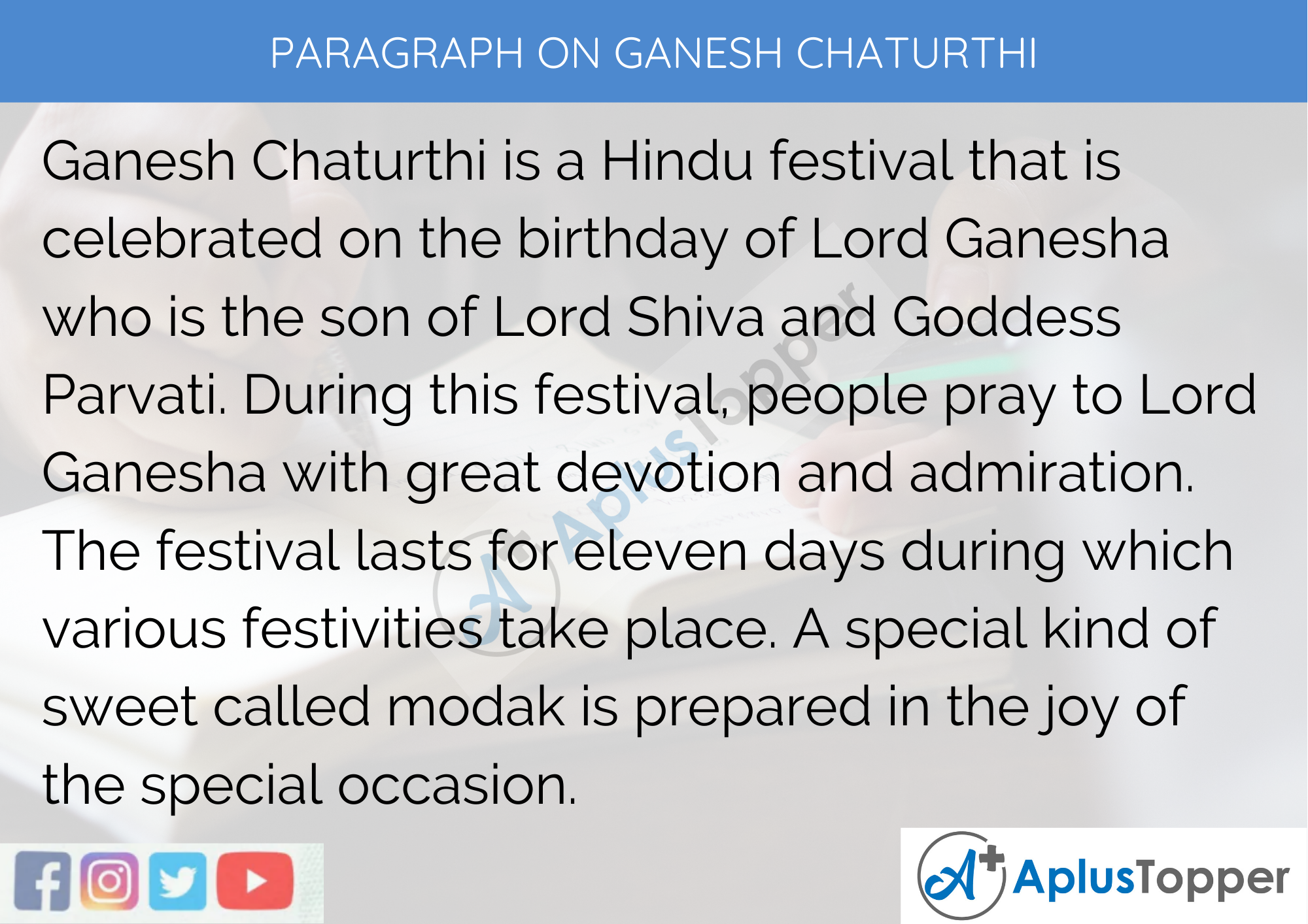 Paragraph on Ganesh Chaturthi - 100 Words for Classes 1, 2, 3 Kids