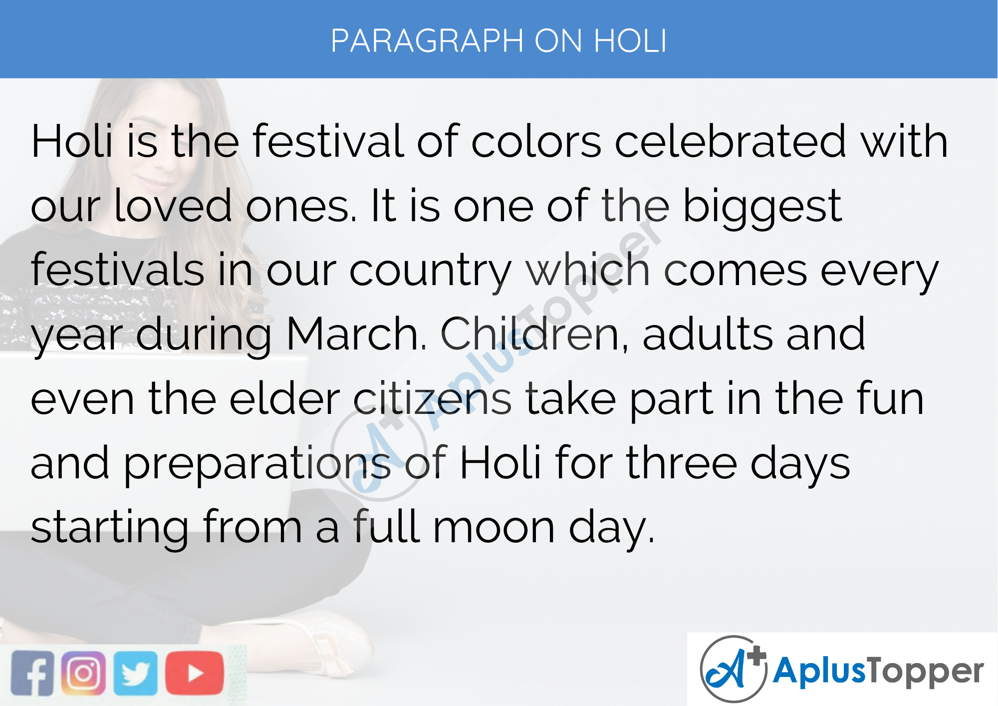 Paragraph On Holi 100 150 0 250 To 300 Words For Kids Students And Children A Plus Topper