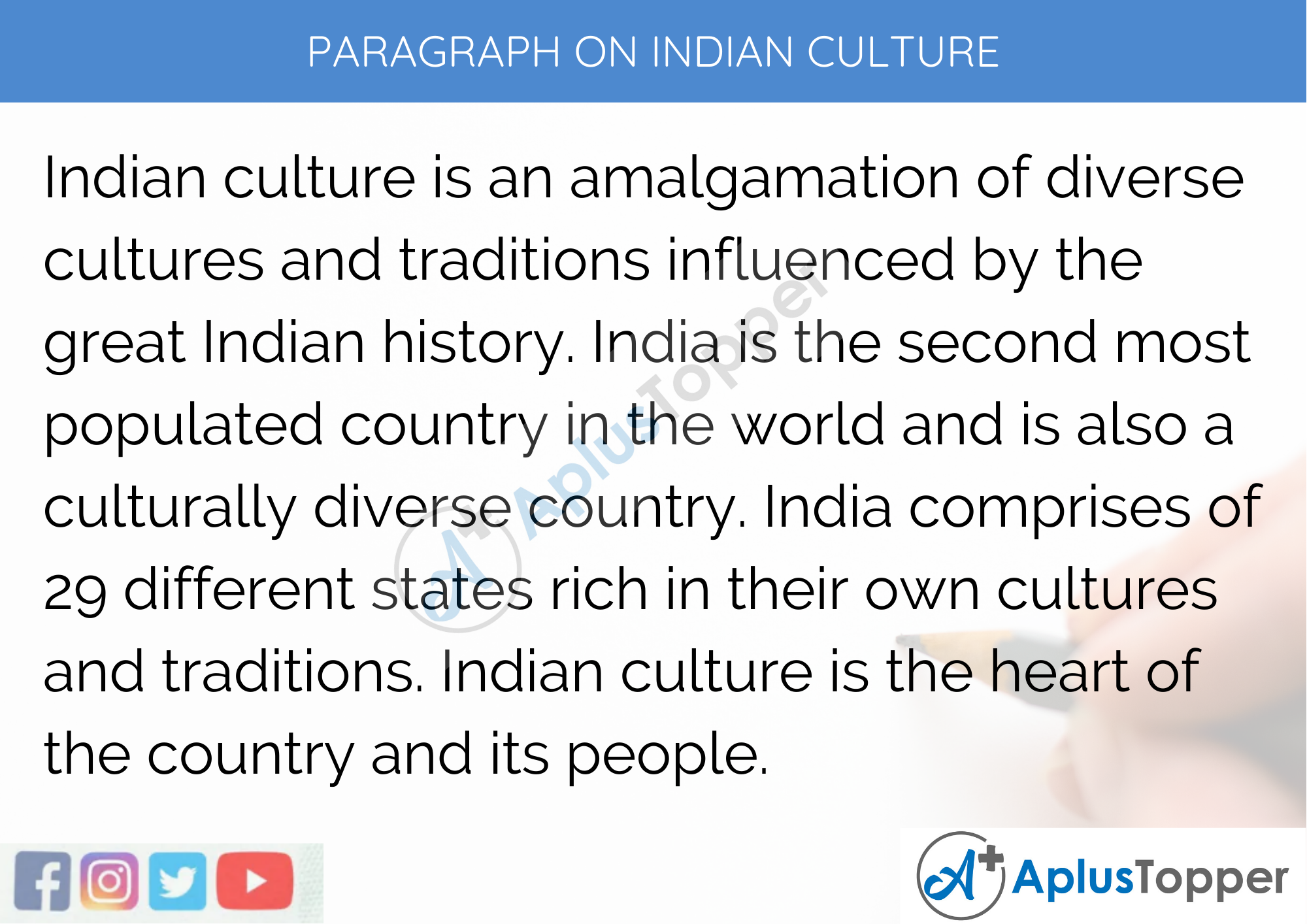 Paragraph on Indian Culture - 250 to 300 Words for Classes 9, 10, 11, 12 and Competitive Exam Students